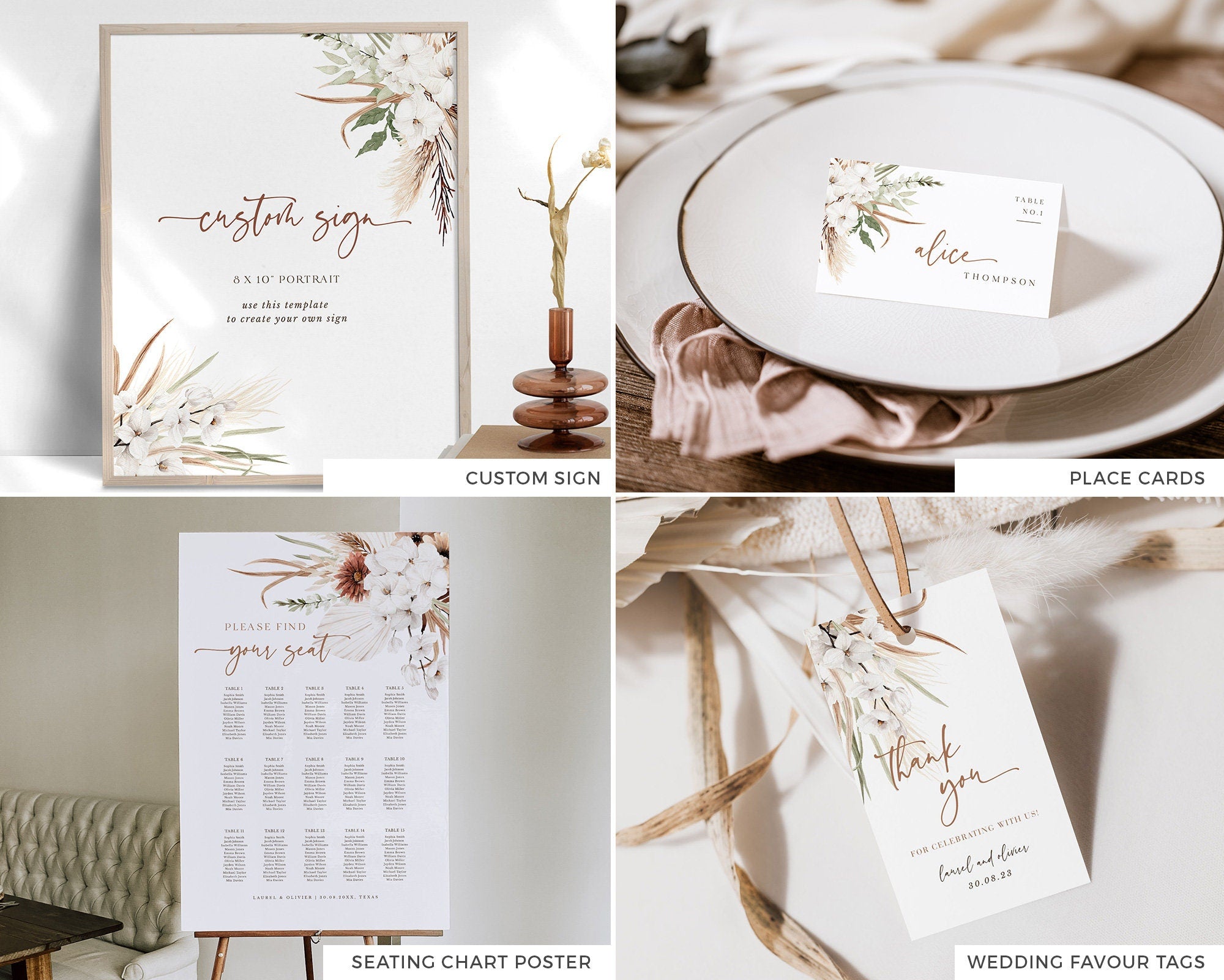 LAUREL Boho Wedding Stationery Template Bundle
