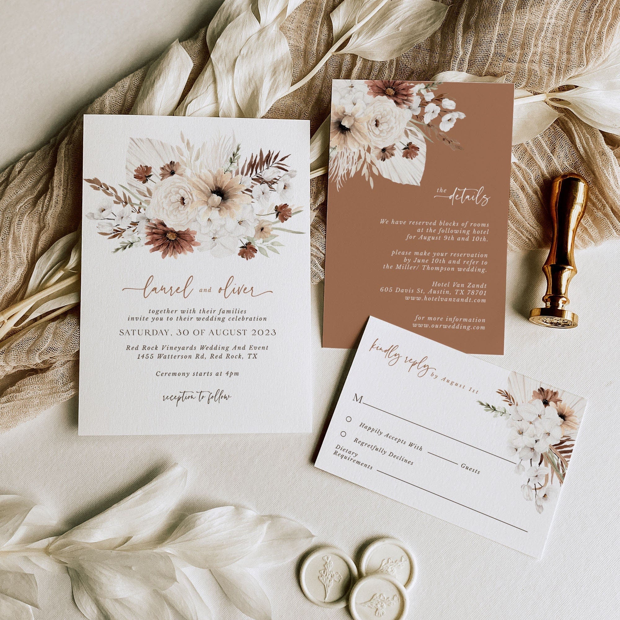 LAUREL Boho Wedding Stationery Template Bundle