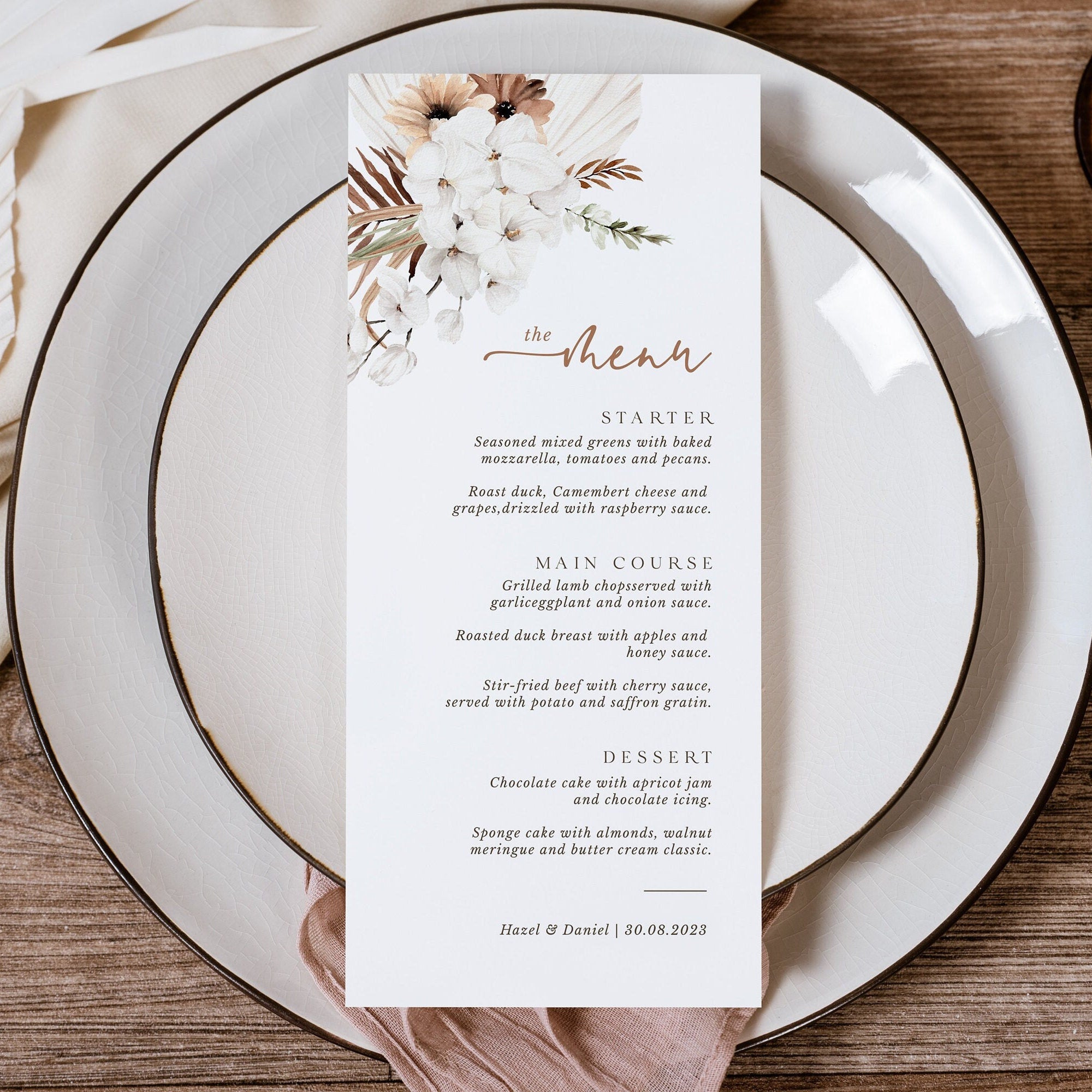 LAUREL Boho Wedding Menu Template