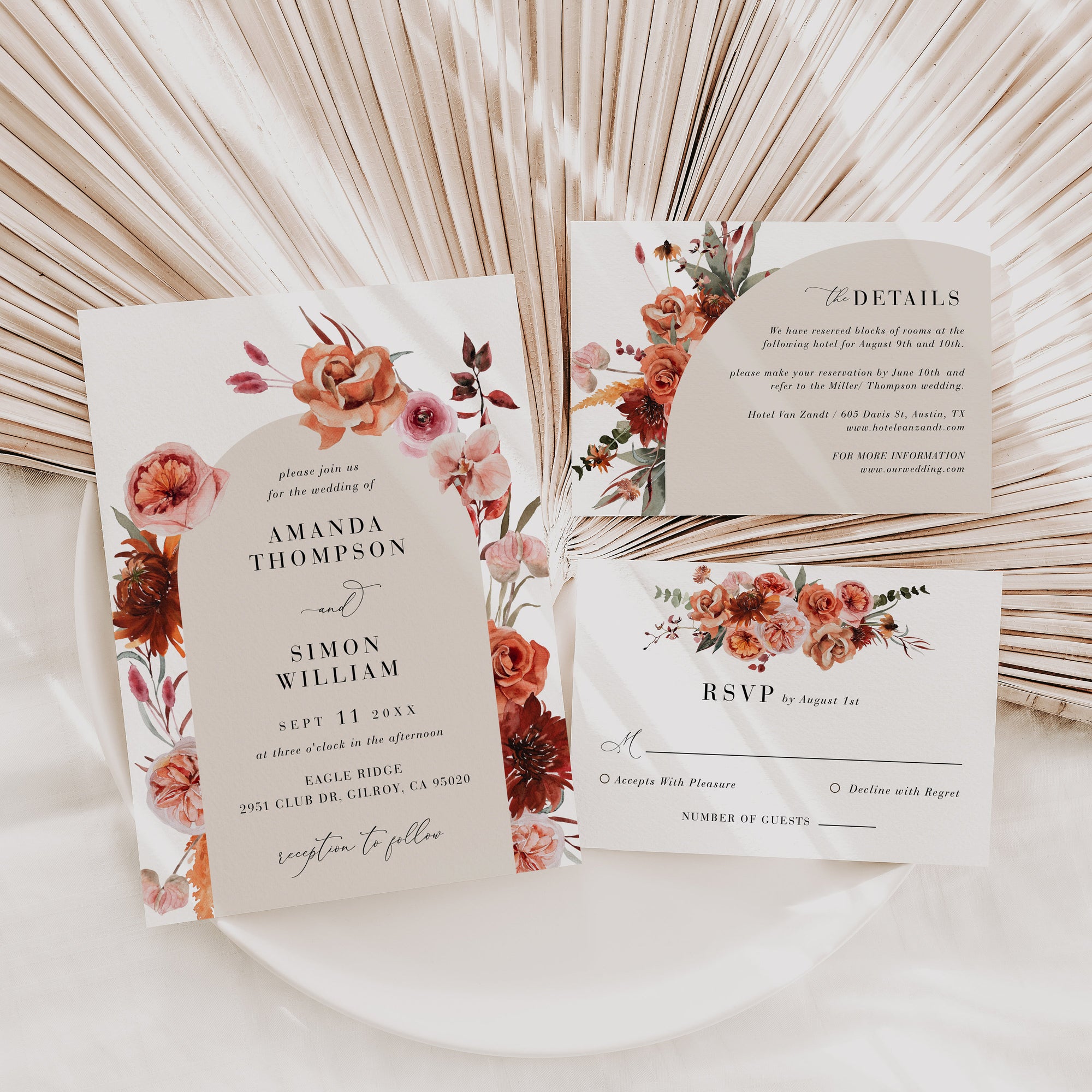 SCARLETT Boho Wedding Invitation Suite Template