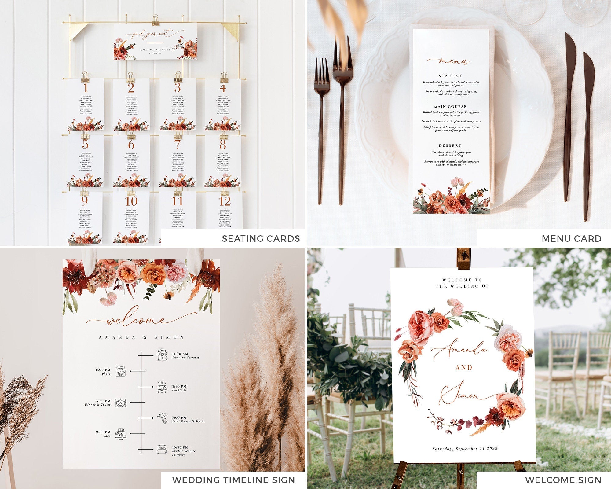 SCARLETT Boho Wedding Stationery Template Bundle