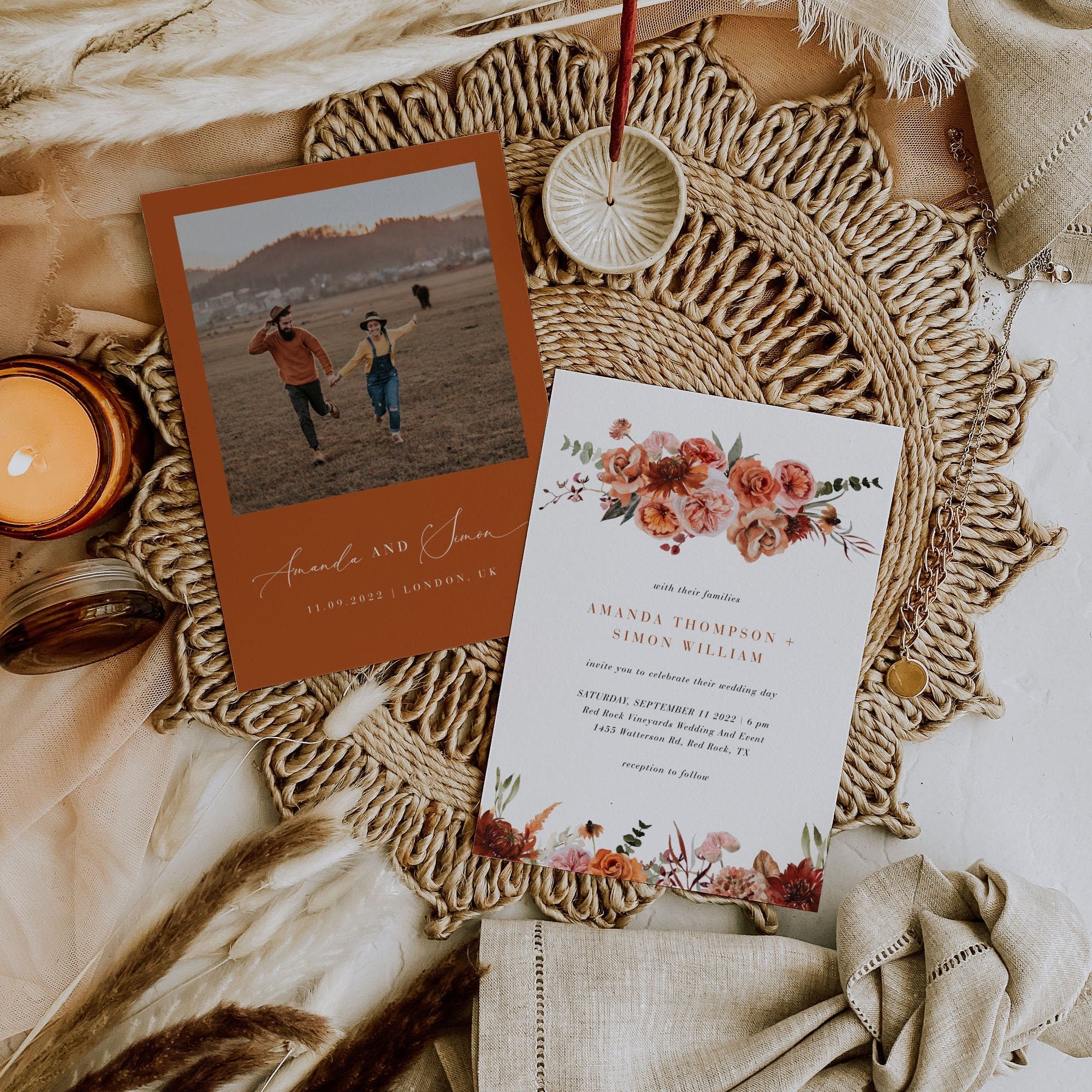 SCARLETT Boho Wedding Stationery Template Bundle