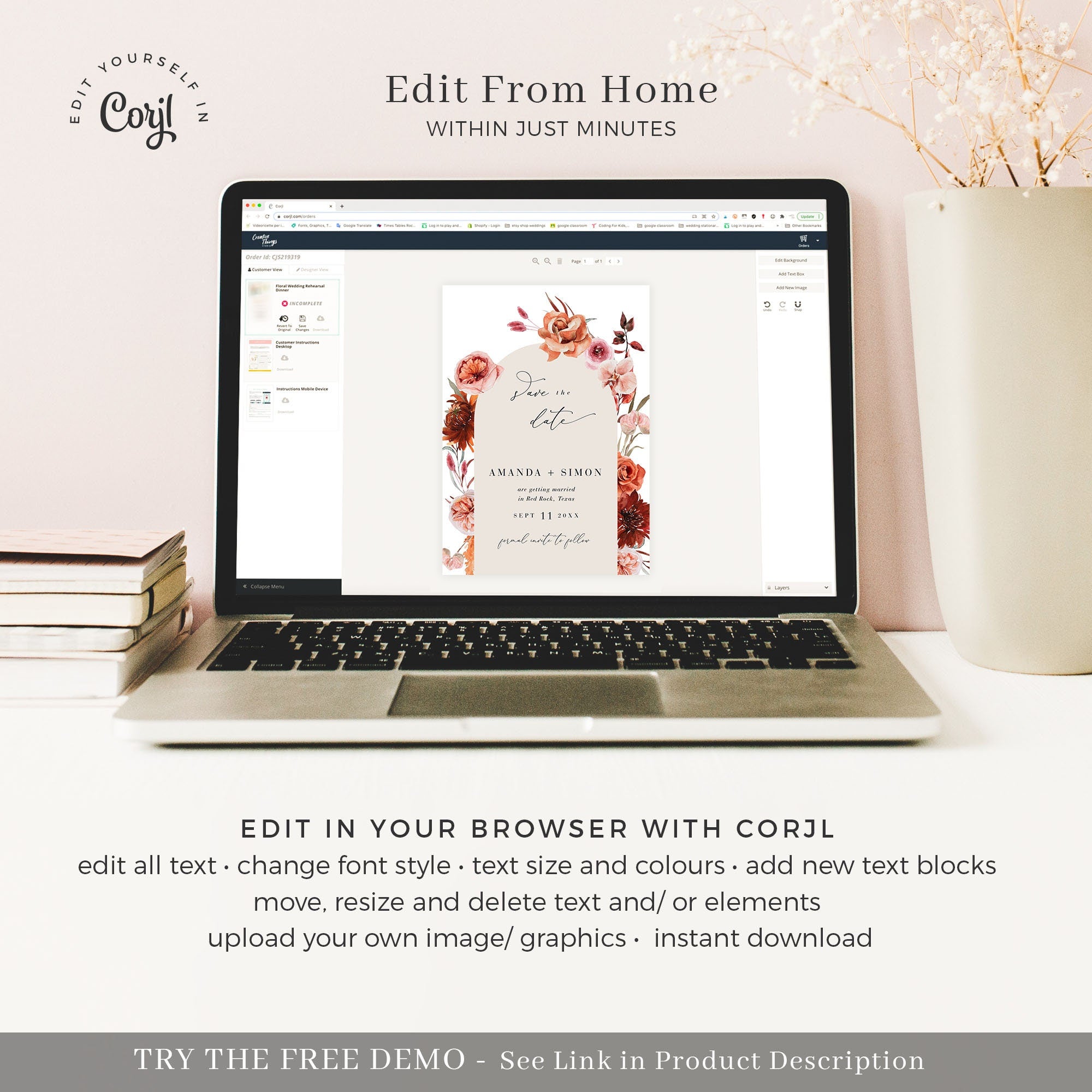 SCARLETT Boho Wedding Save the Date Template