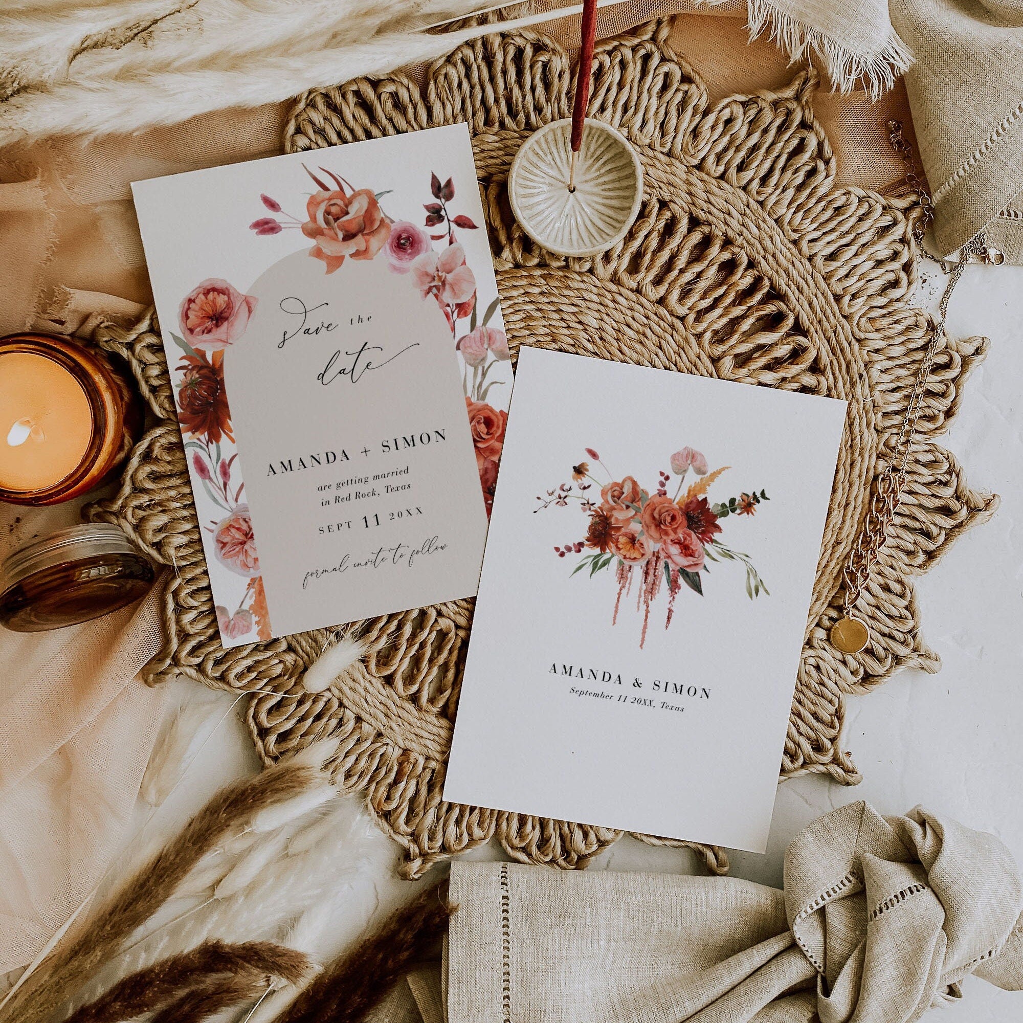 SCARLETT Boho Wedding Save the Date Template