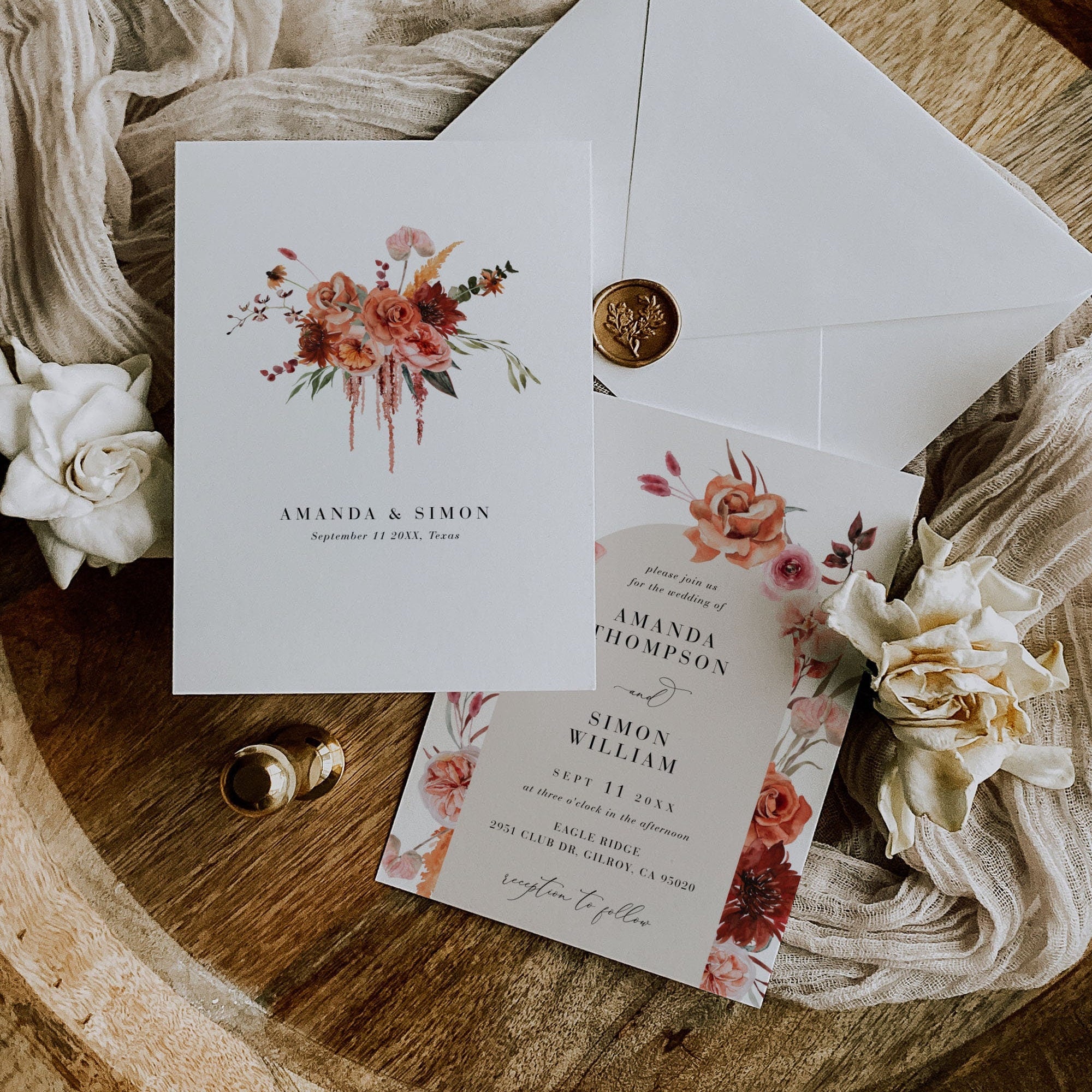 SCARLETT Boho Wedding Invitation Suite Template