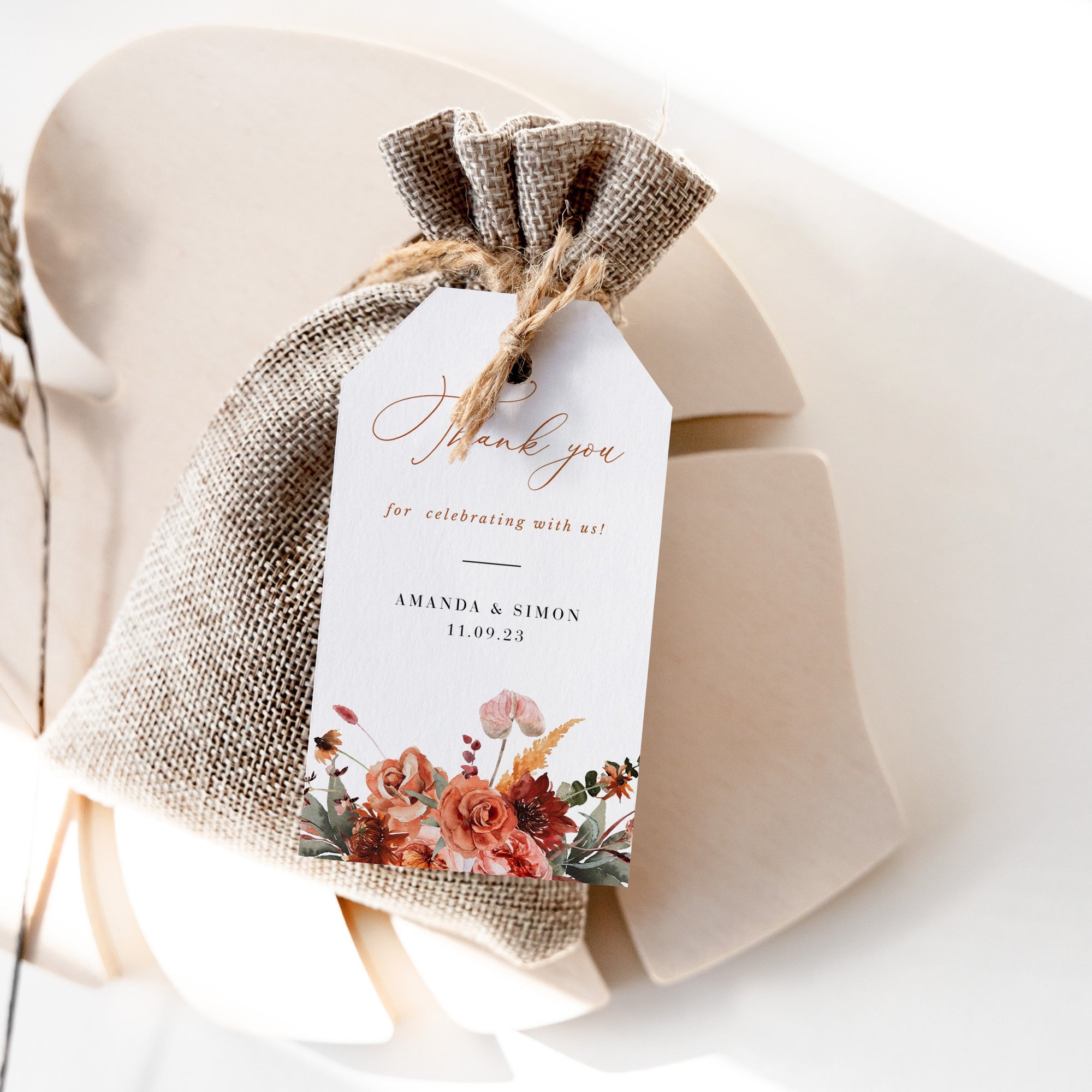 SCARLETT Boho Wedding Favor Tags Template