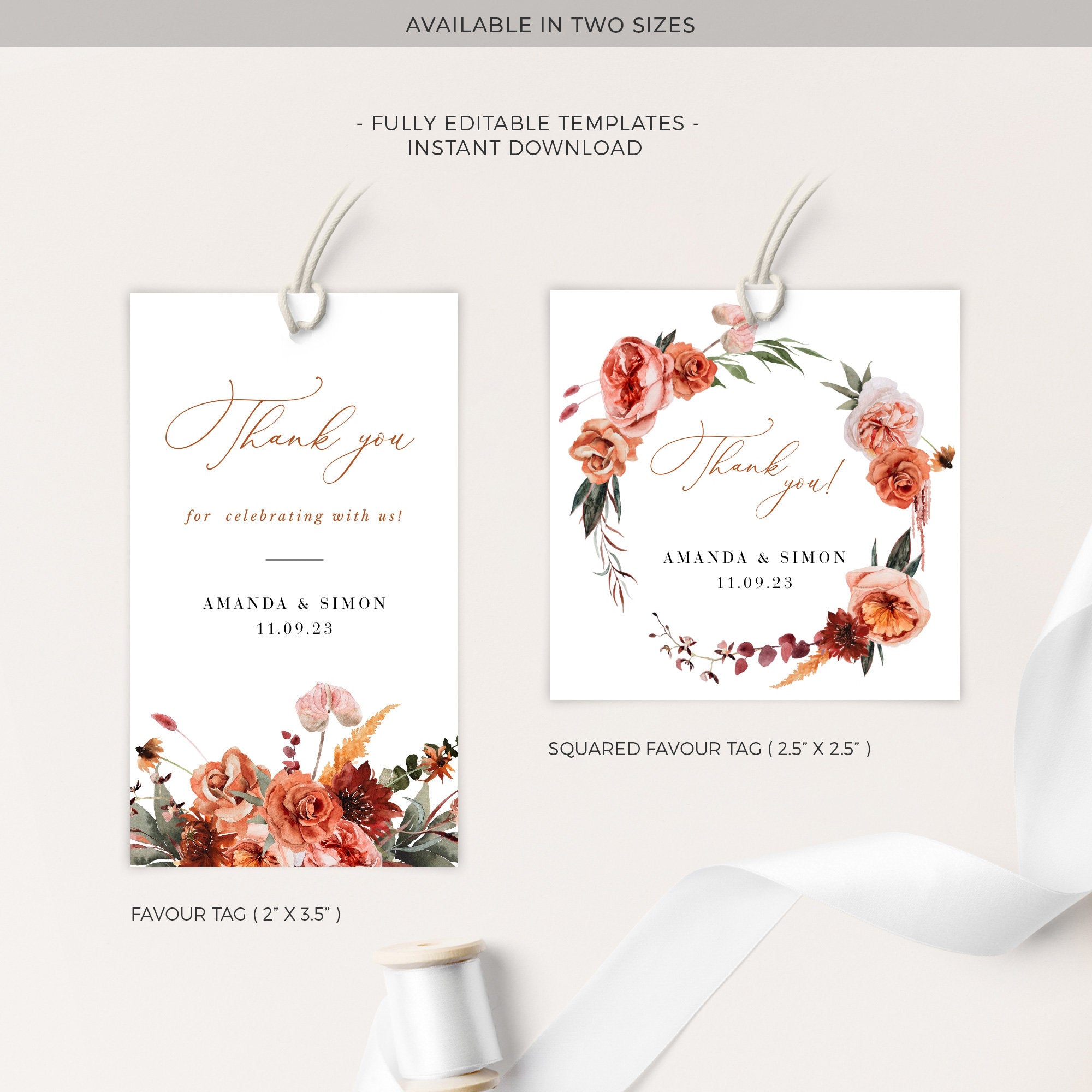 SCARLETT Boho Wedding Favor Tags Template