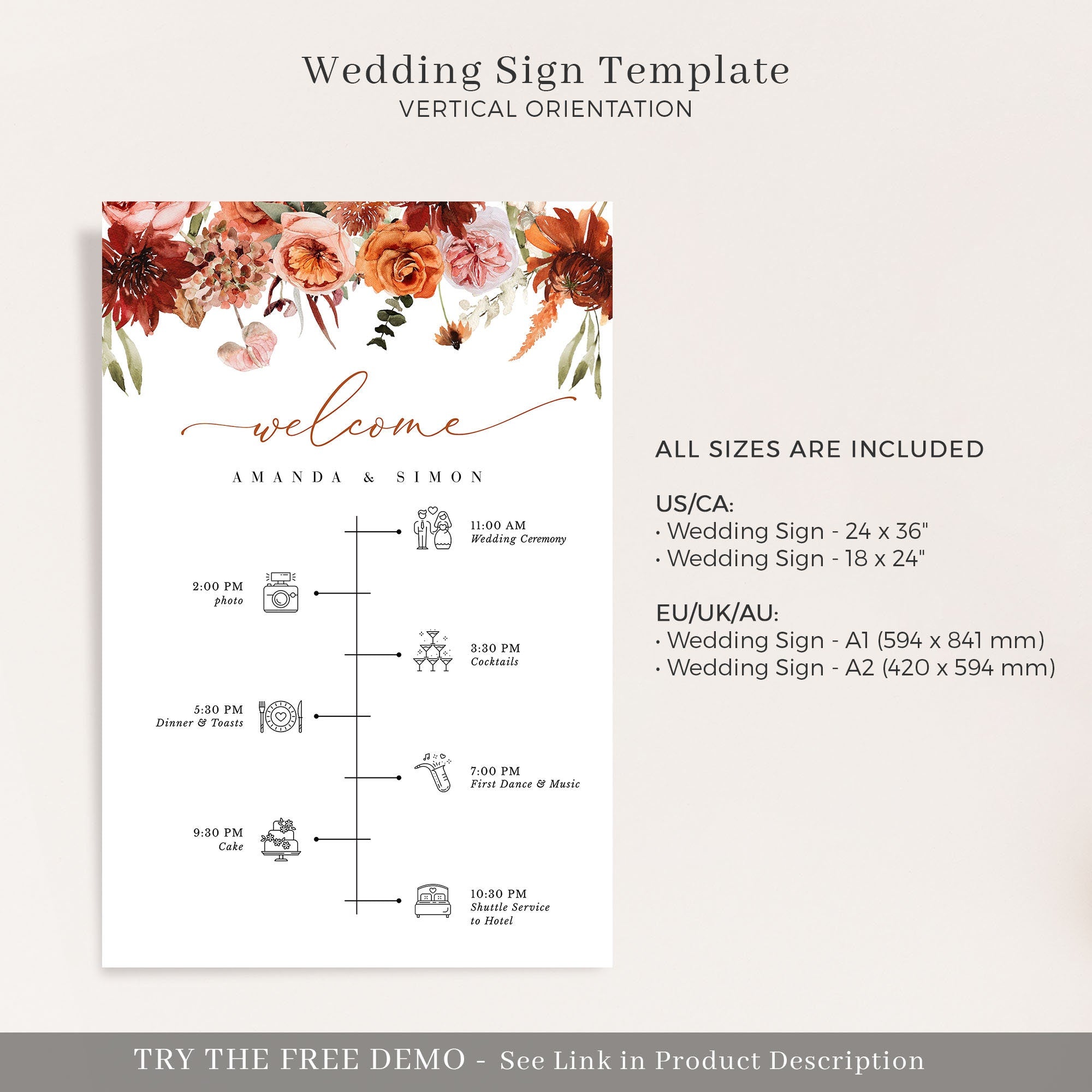 SCARLETT Wedding Order of Events Sign