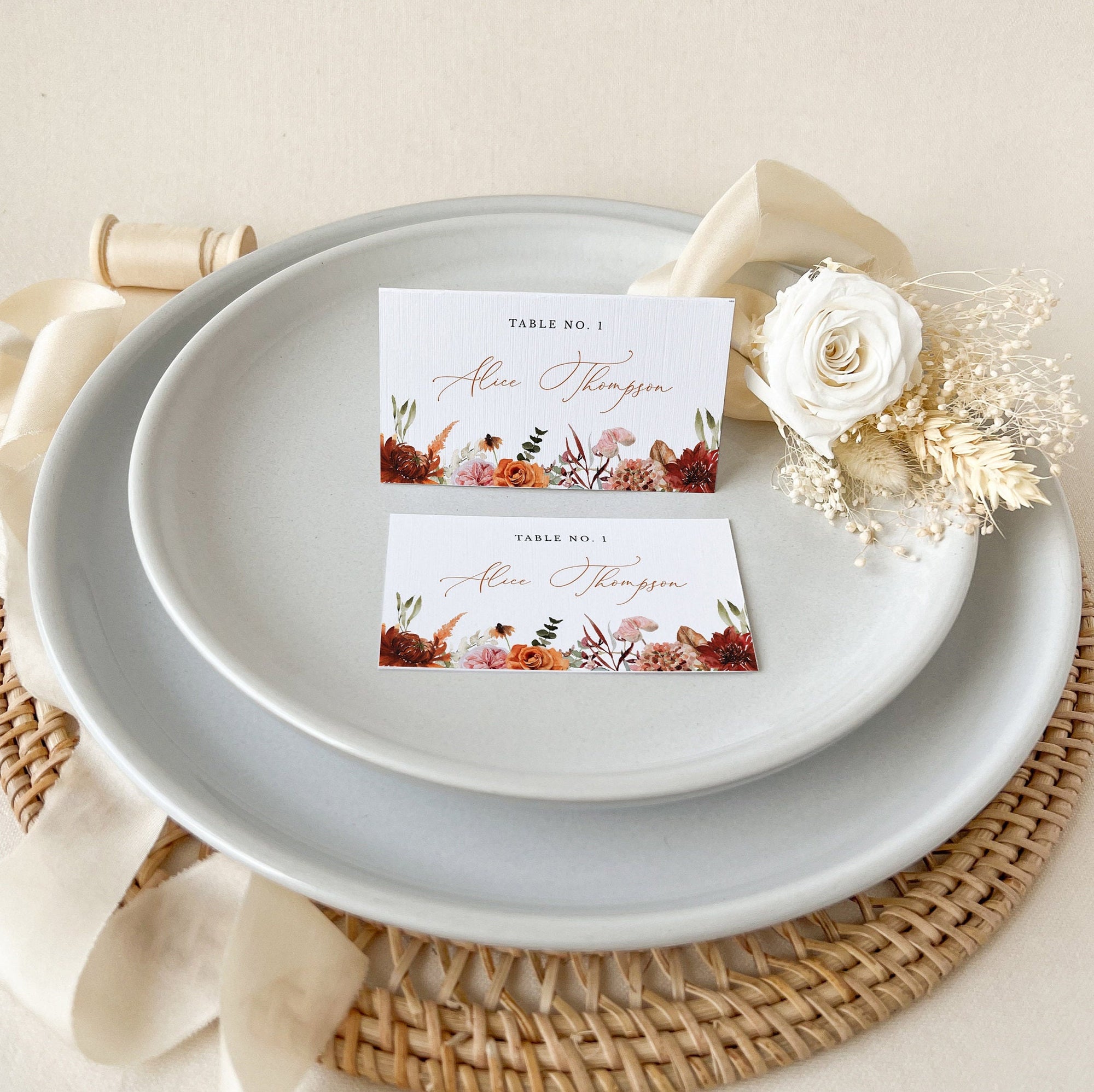 SCARLETT Boho Place Cards Template for Wedding