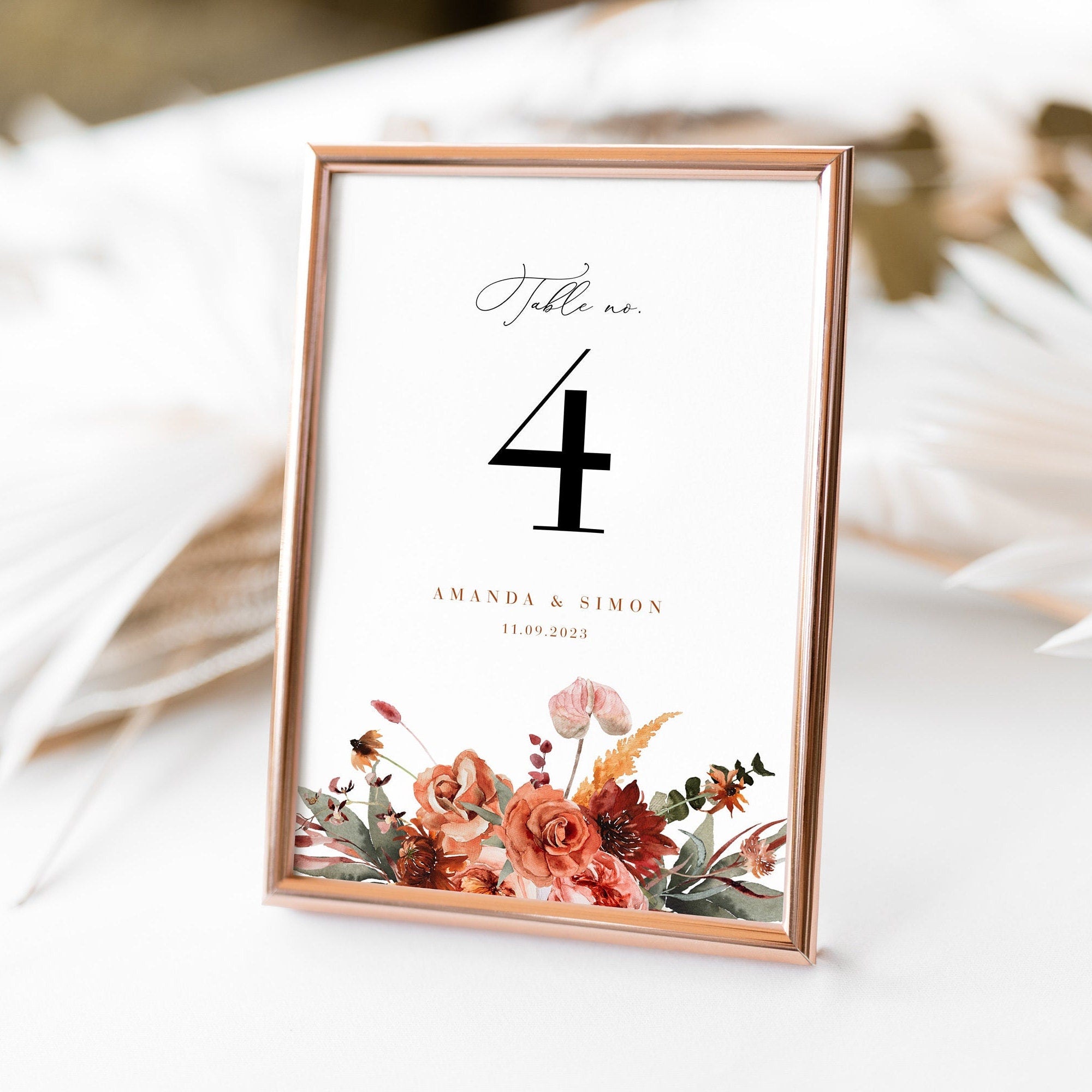 SCARLETT Boho Wedding Table Numbers Template