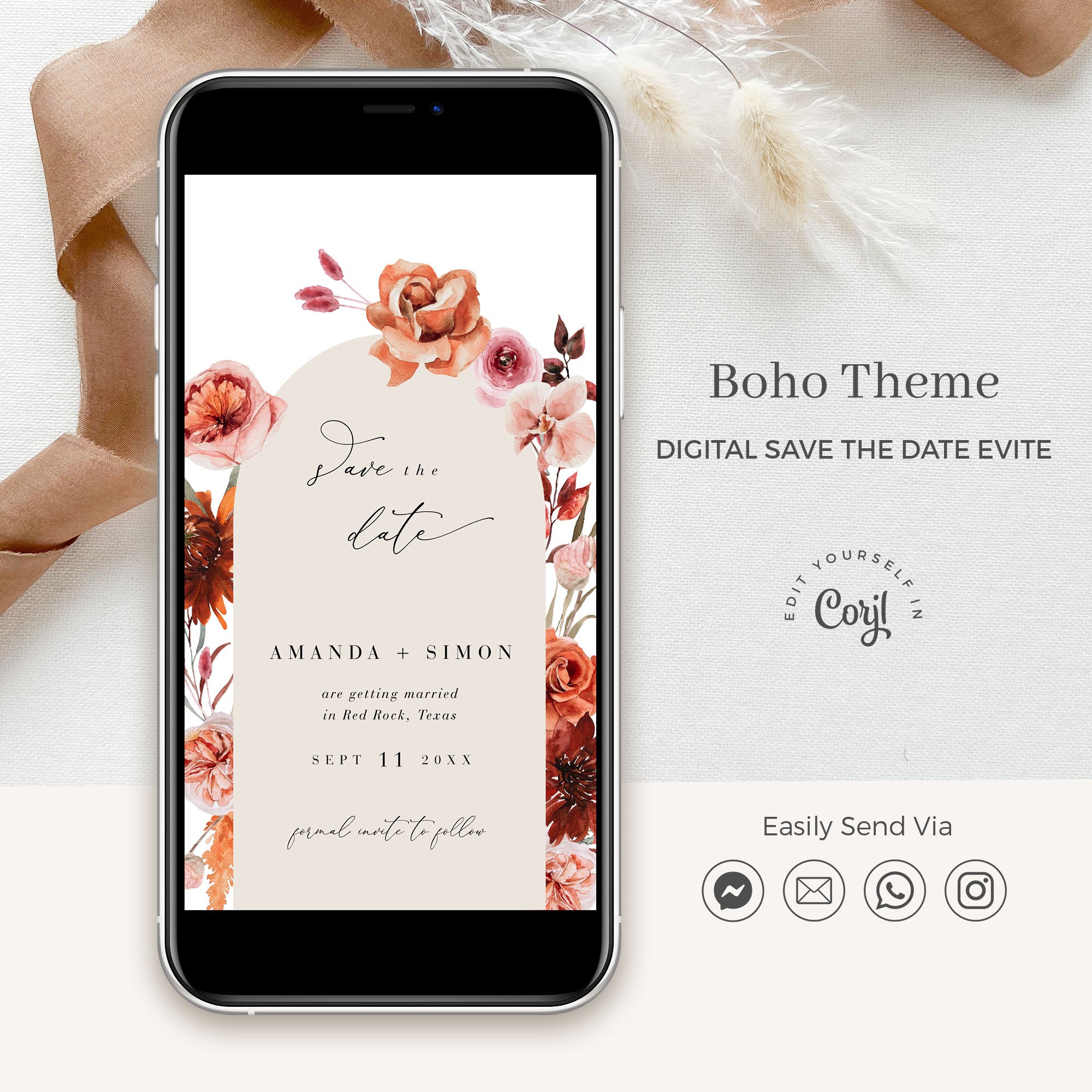 SCARLETT Boho Save the Date Electronic
