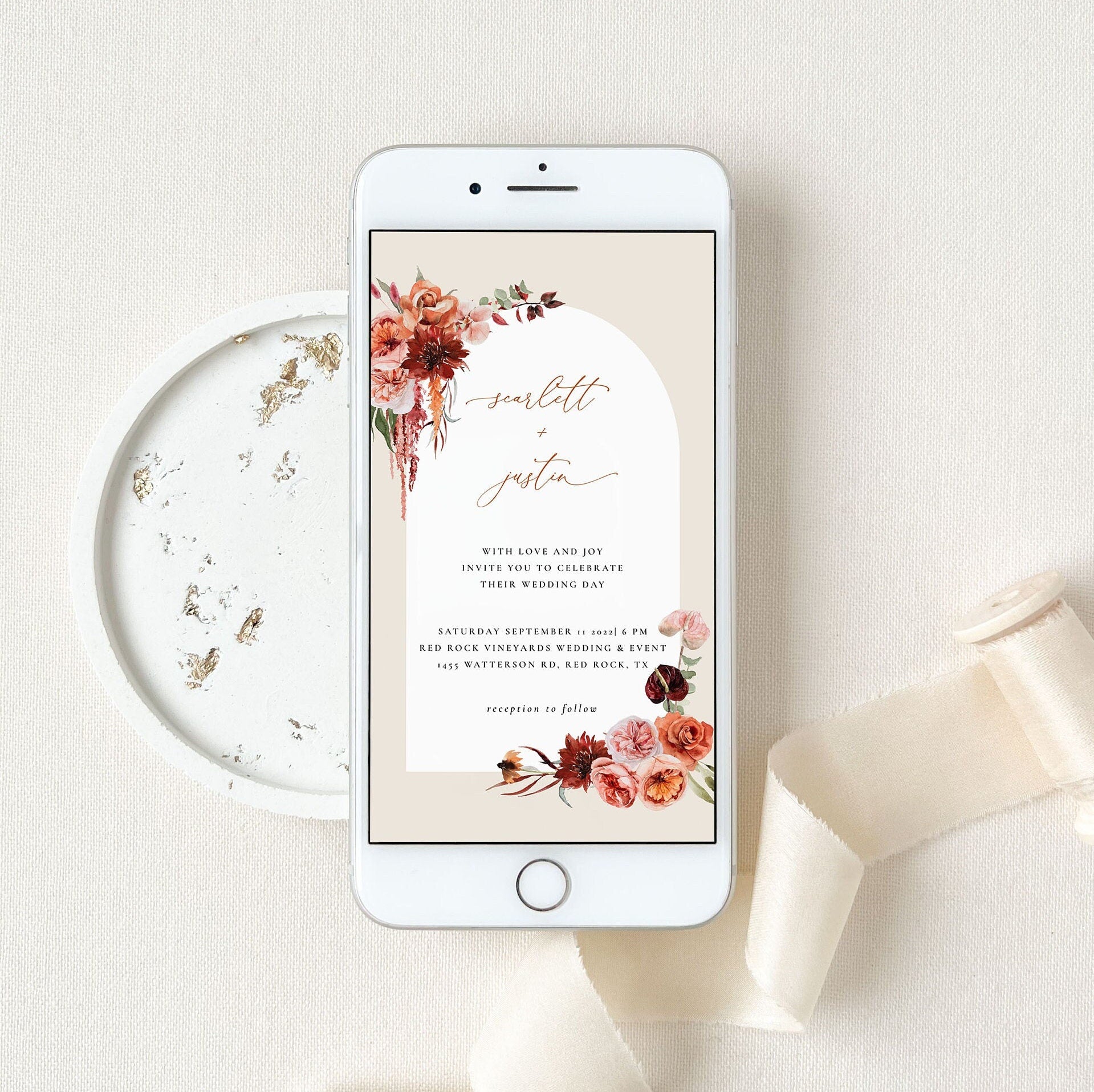 SCARLETT Bohemian Wedding Invitation Card Electronic