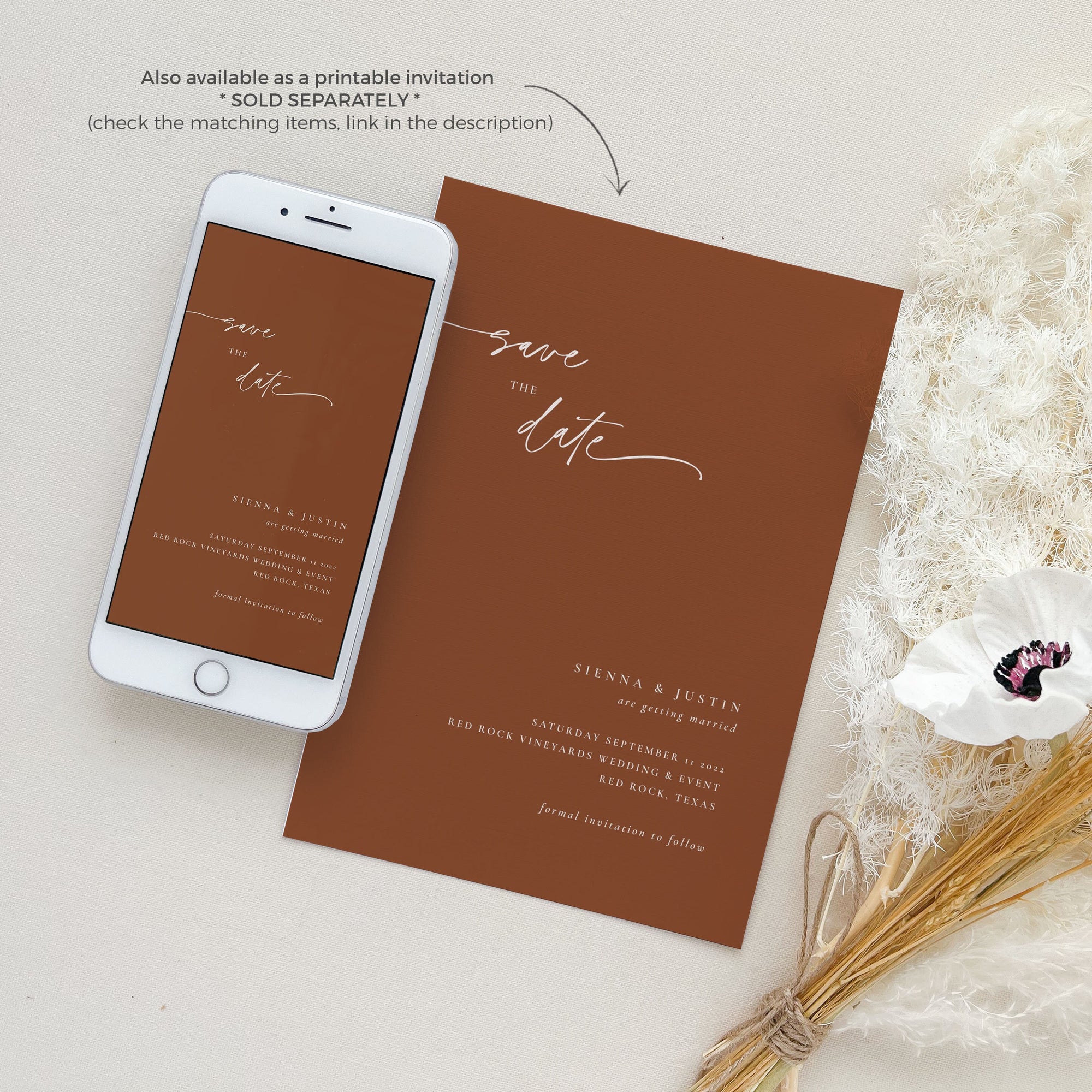 SIENNA Terracotta Save the Date Digital