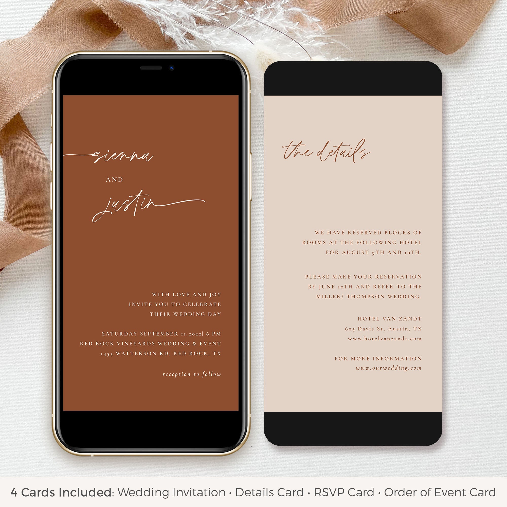 SIENNA Terracotta Wedding Invitation Set Electronic
