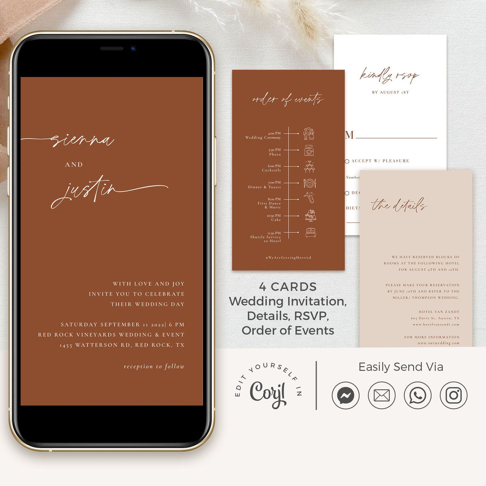SIENNA Terracotta Wedding Invitation Set Electronic