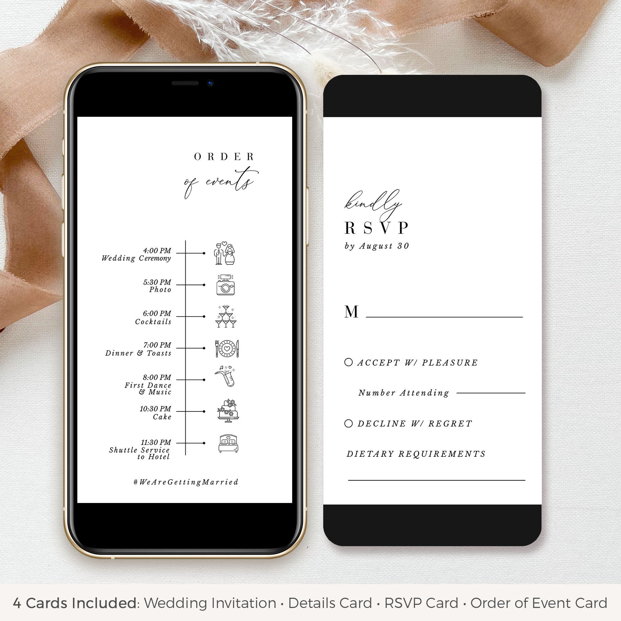 SANTORINI Wedding Invite Set Digital Card