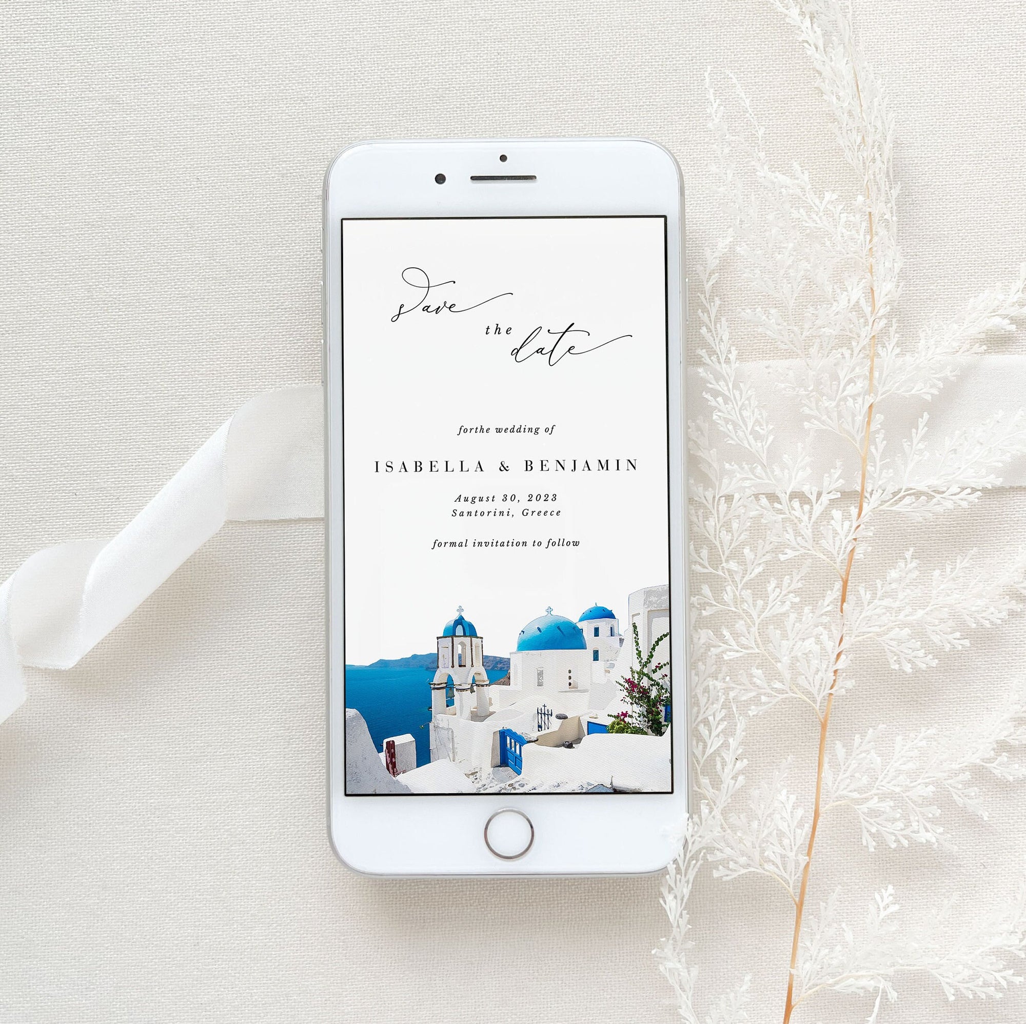 SANTORINI Save the Date Electronic Card