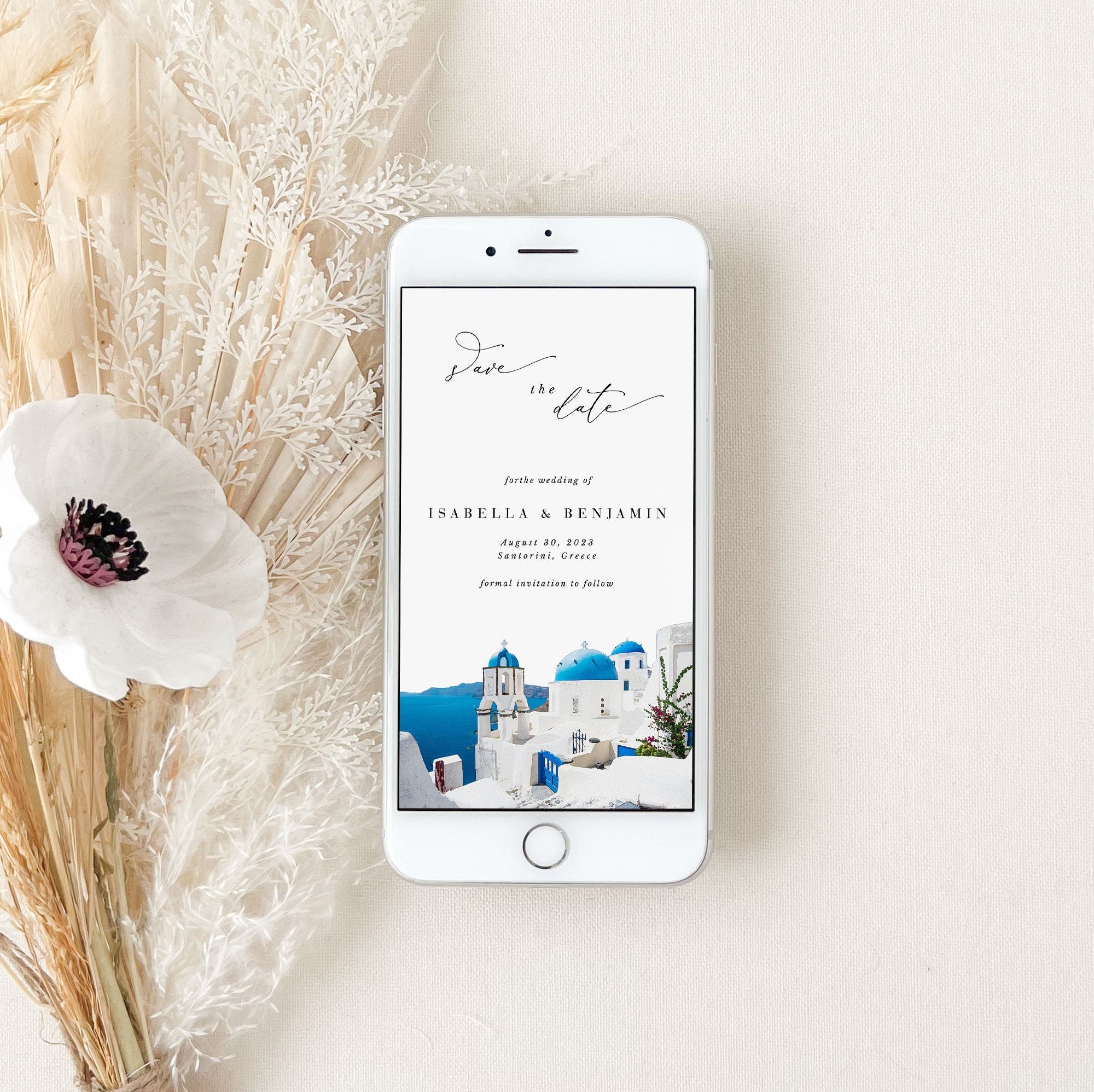 SANTORINI Save the Date Electronic Card