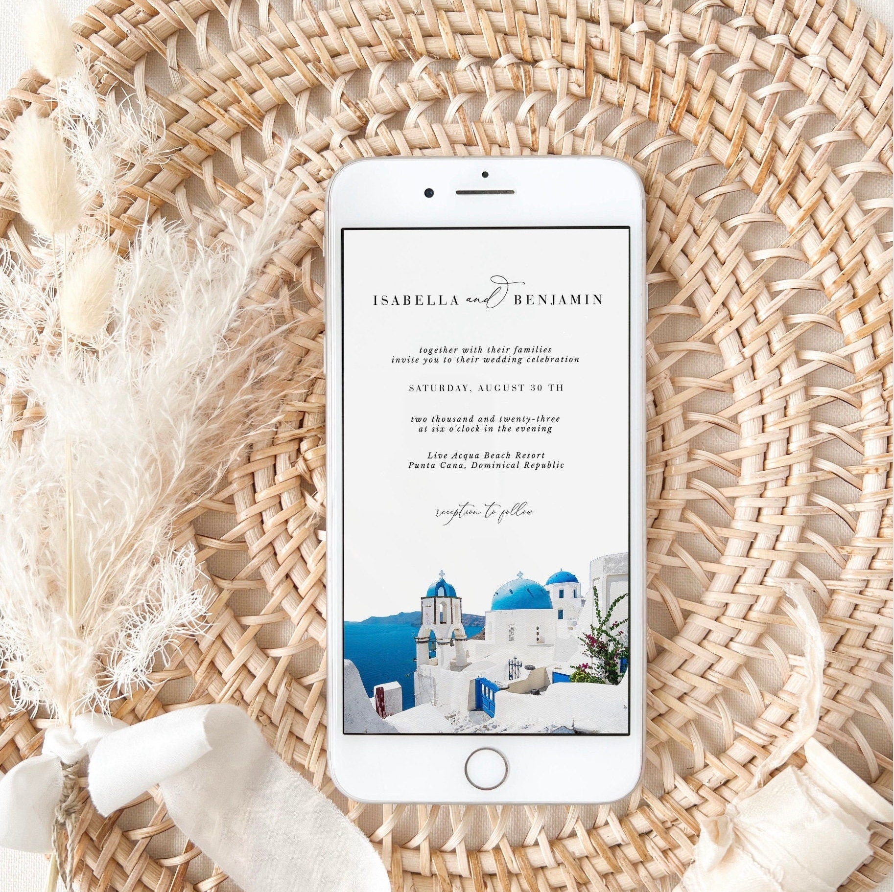 SANTORINI Wedding Invite Set Digital Card