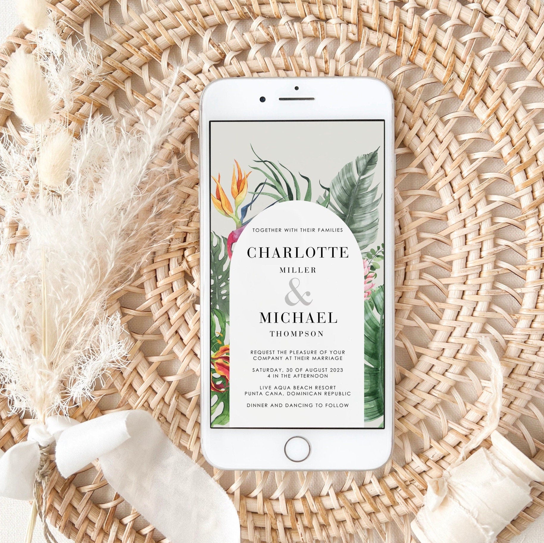 Tropical Wedding Invitation Electronic Card