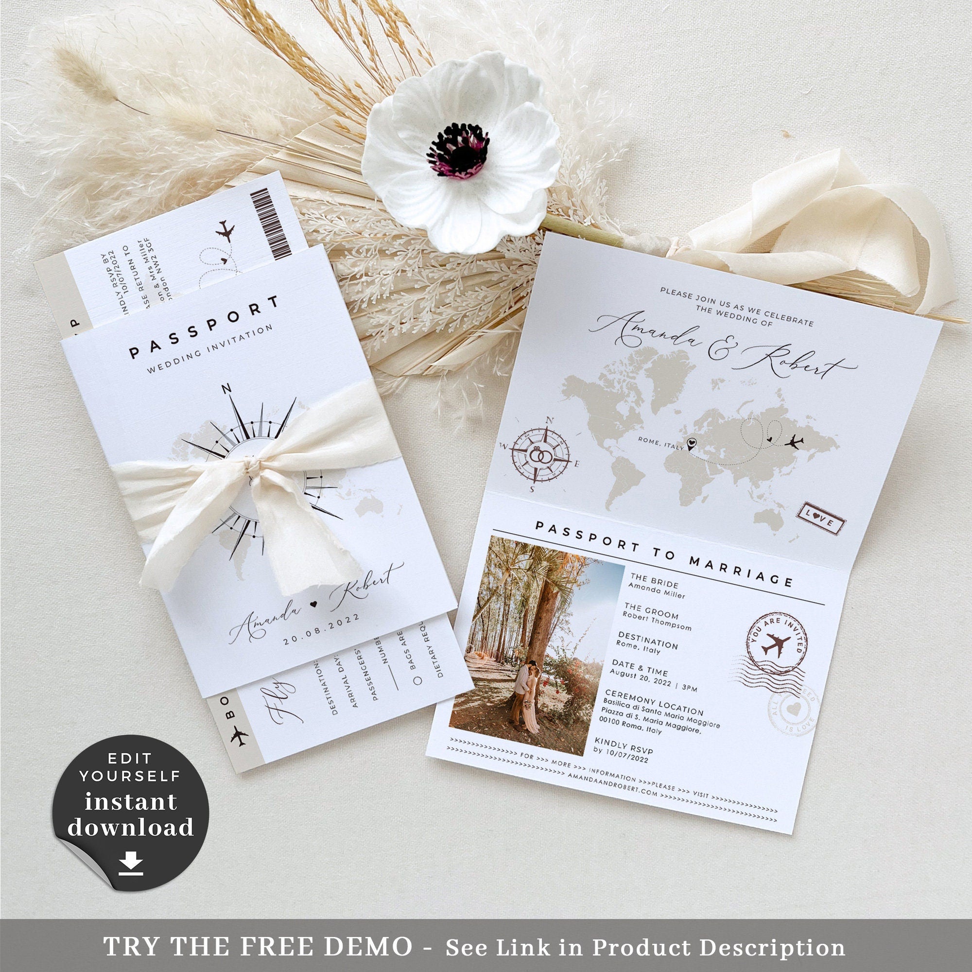 SOFIA Destination Wedding Invitation Bundle Template