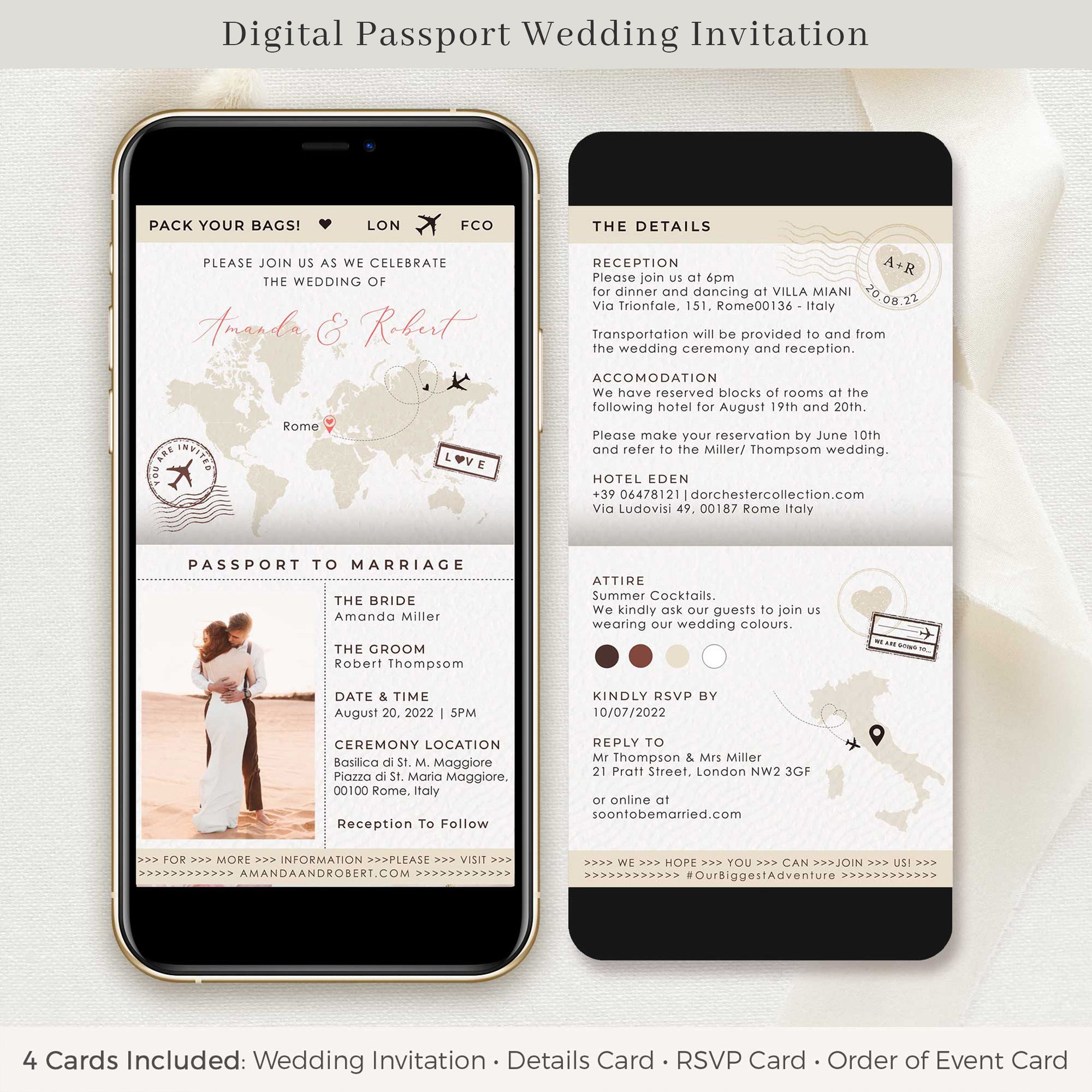 SOFIA Destination Wedding Save the Date &amp; Passport Wedding Invite Bundle