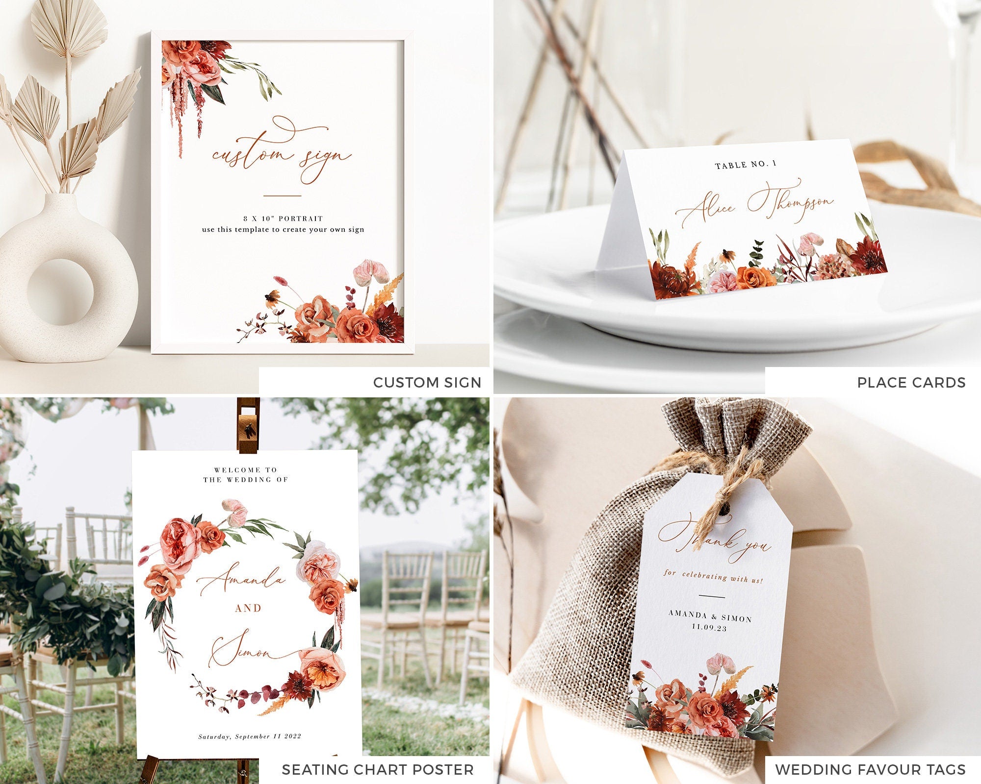 SCARLETT Boho Wedding Stationery Template Bundle