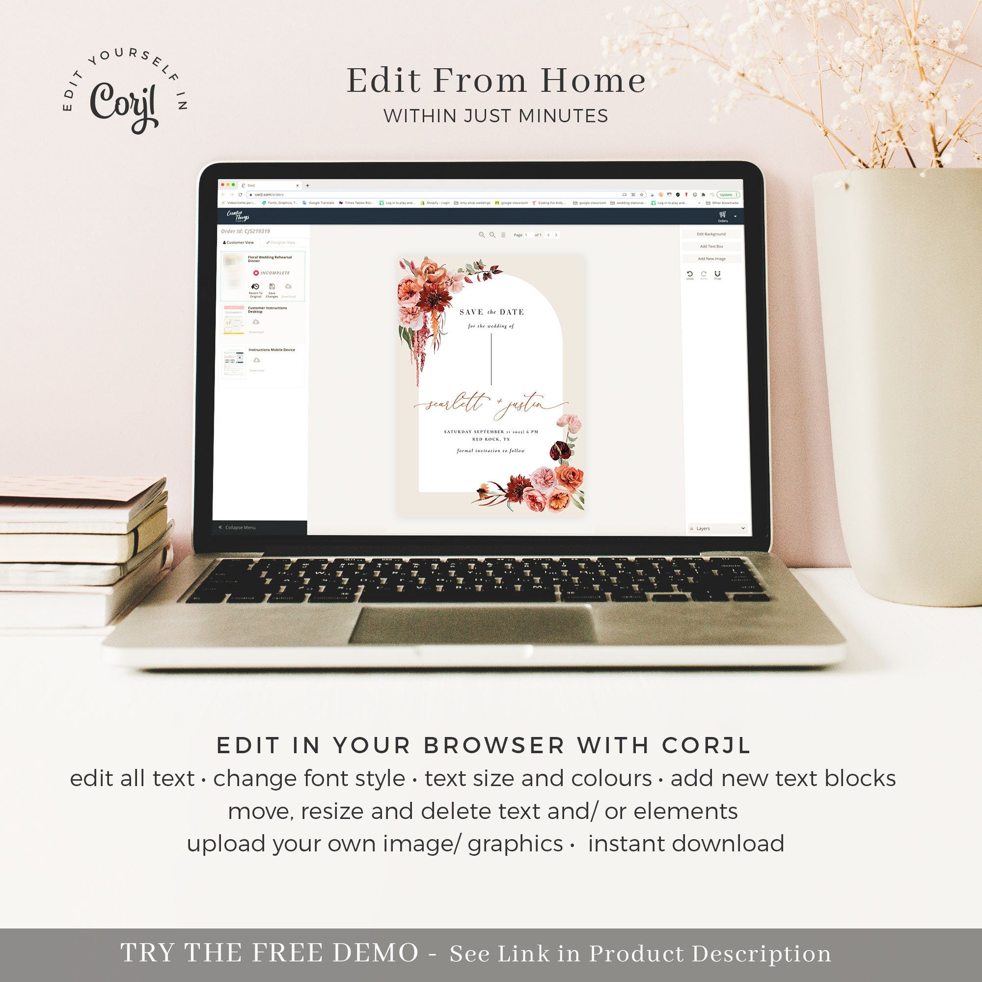 SCARLETT Arch Bohemian Save the Date Template