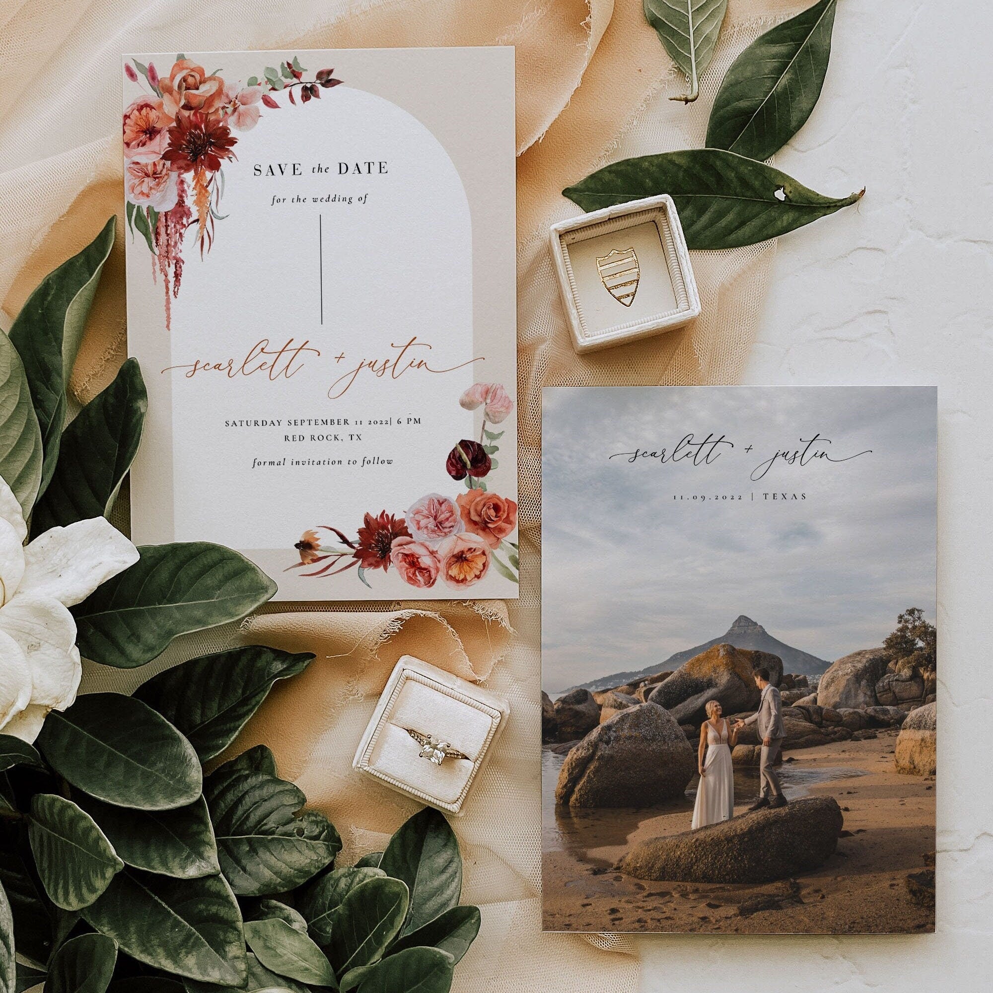 SCARLETT Arch Bohemian Save the Date Template