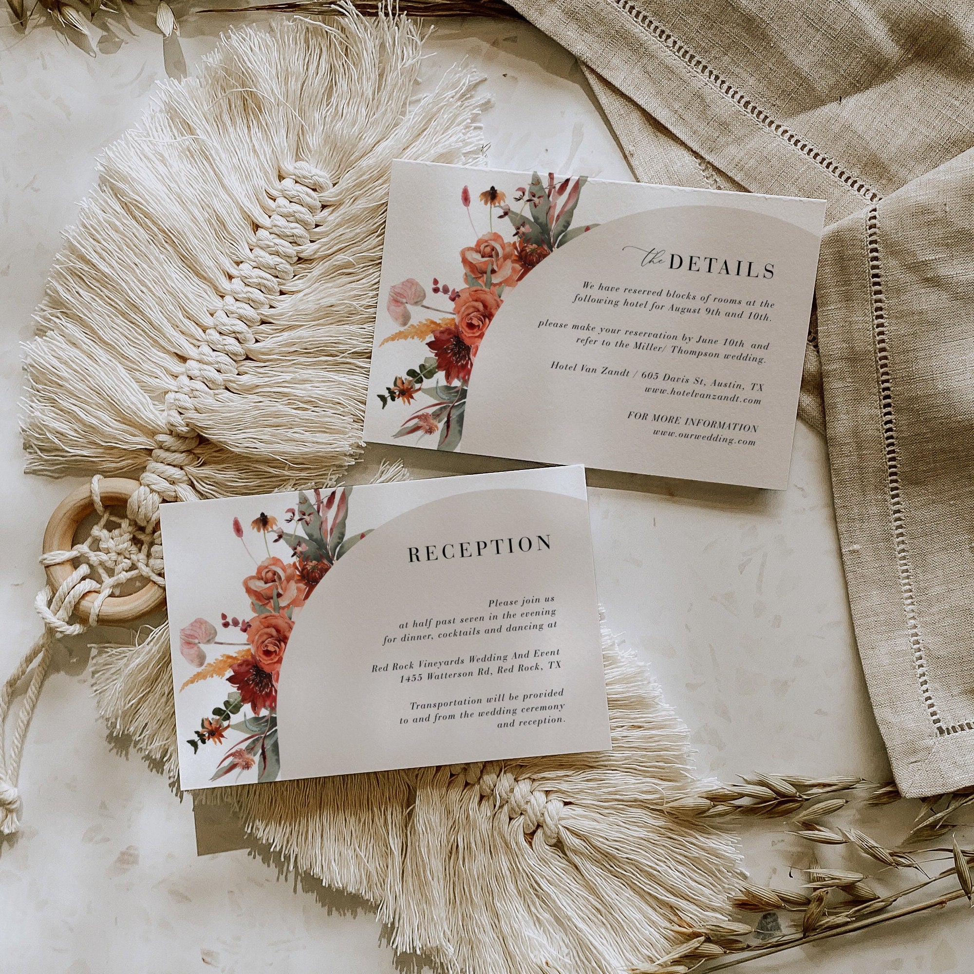 SCARLETT Boho Wedding Invitation Suite Template