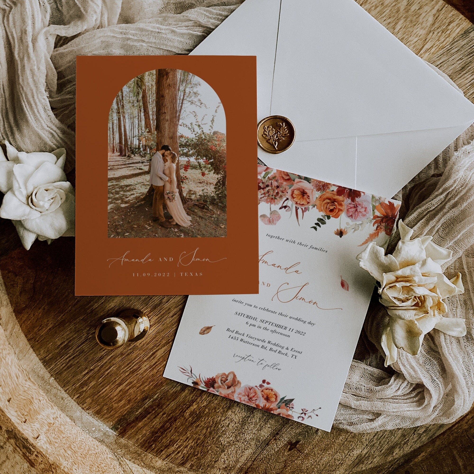 SCARLETT DIY Bohemian Wedding Invitation Card Template