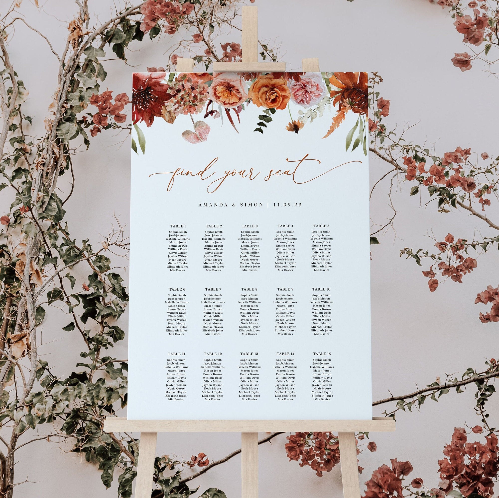 SCARLETT Boho Seating Chart Wedding Template