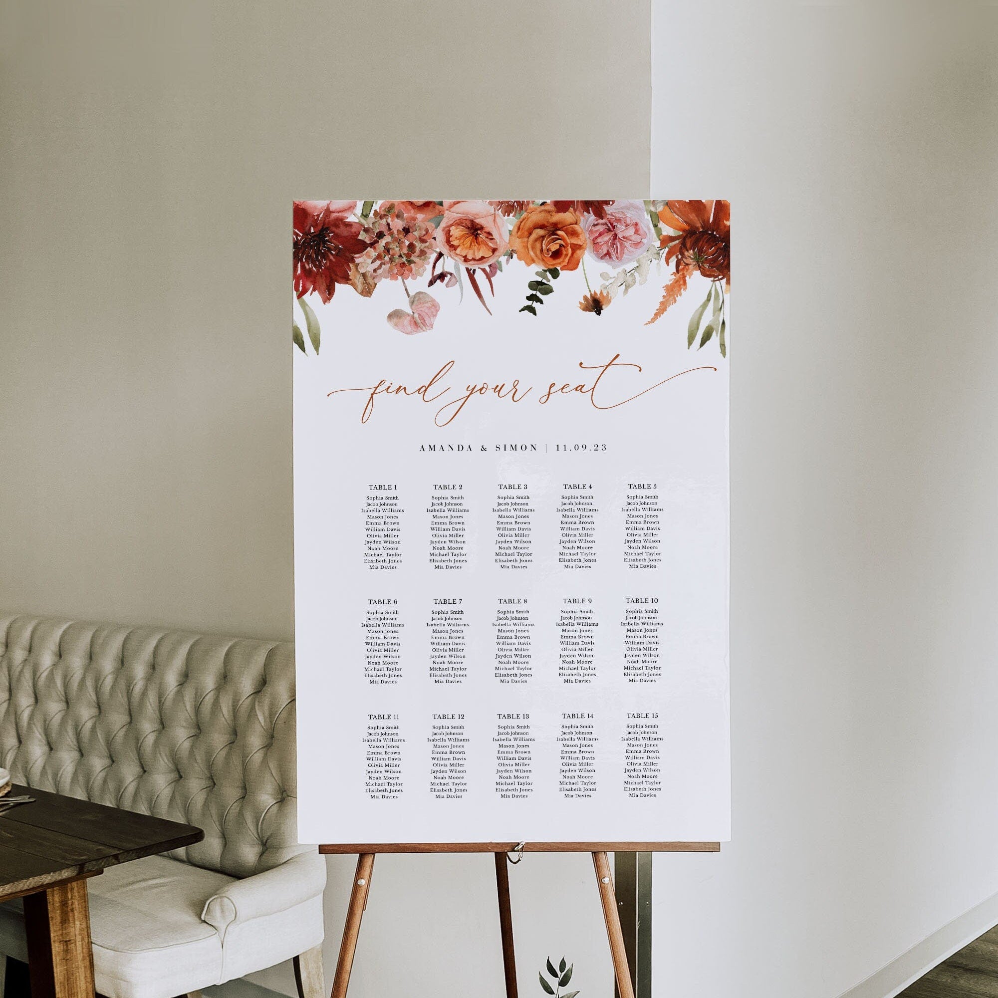 SCARLETT Boho Seating Chart Wedding Template