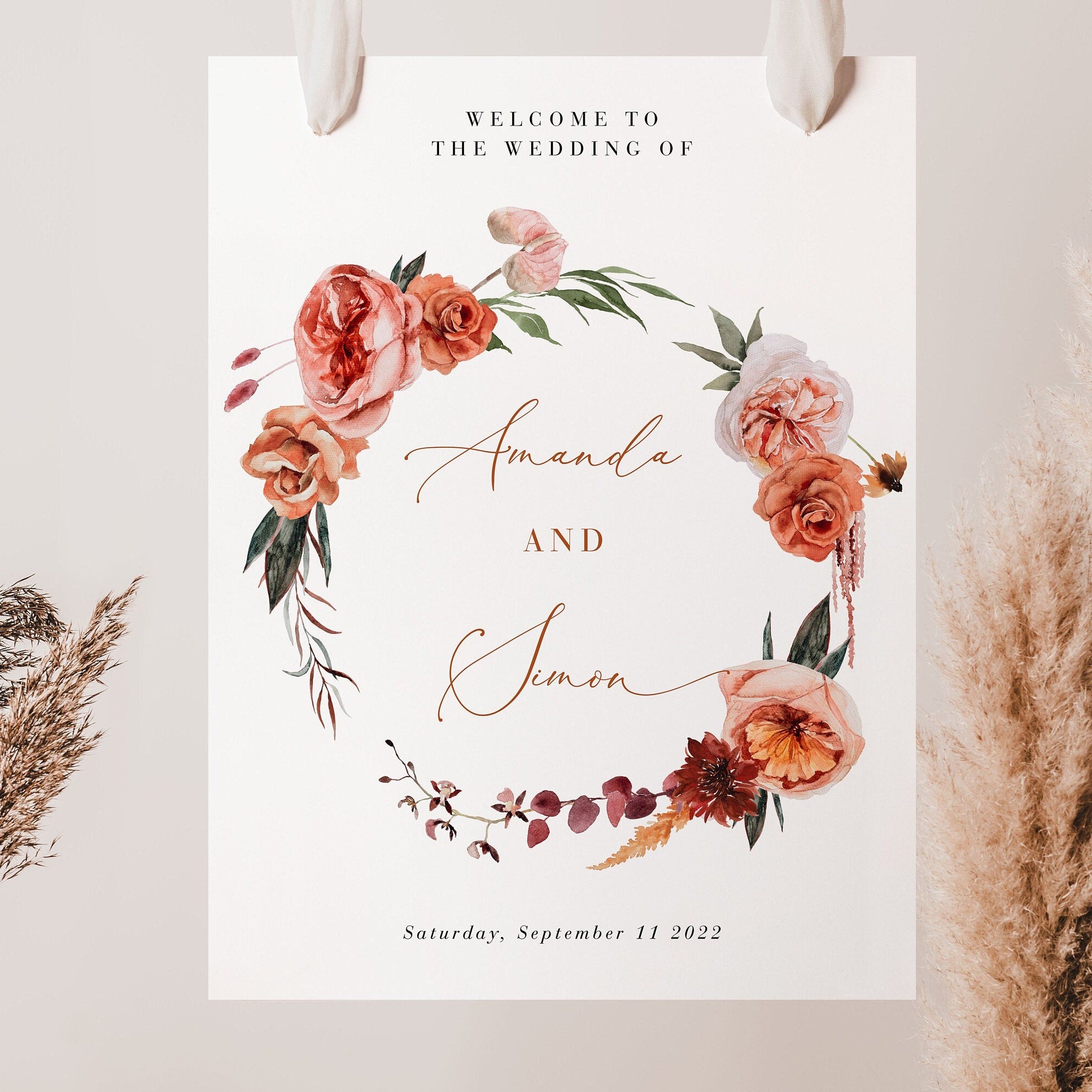 SCARLETT Boho Wedding Welcome Sign Template