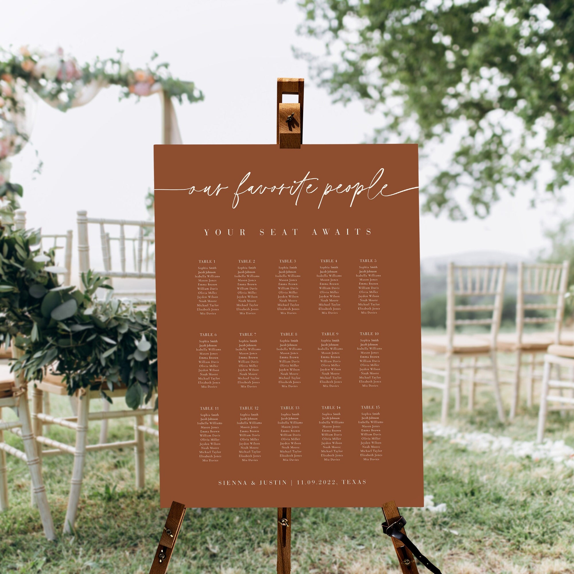 SIENNA Our Favorite People Seating Chart Template