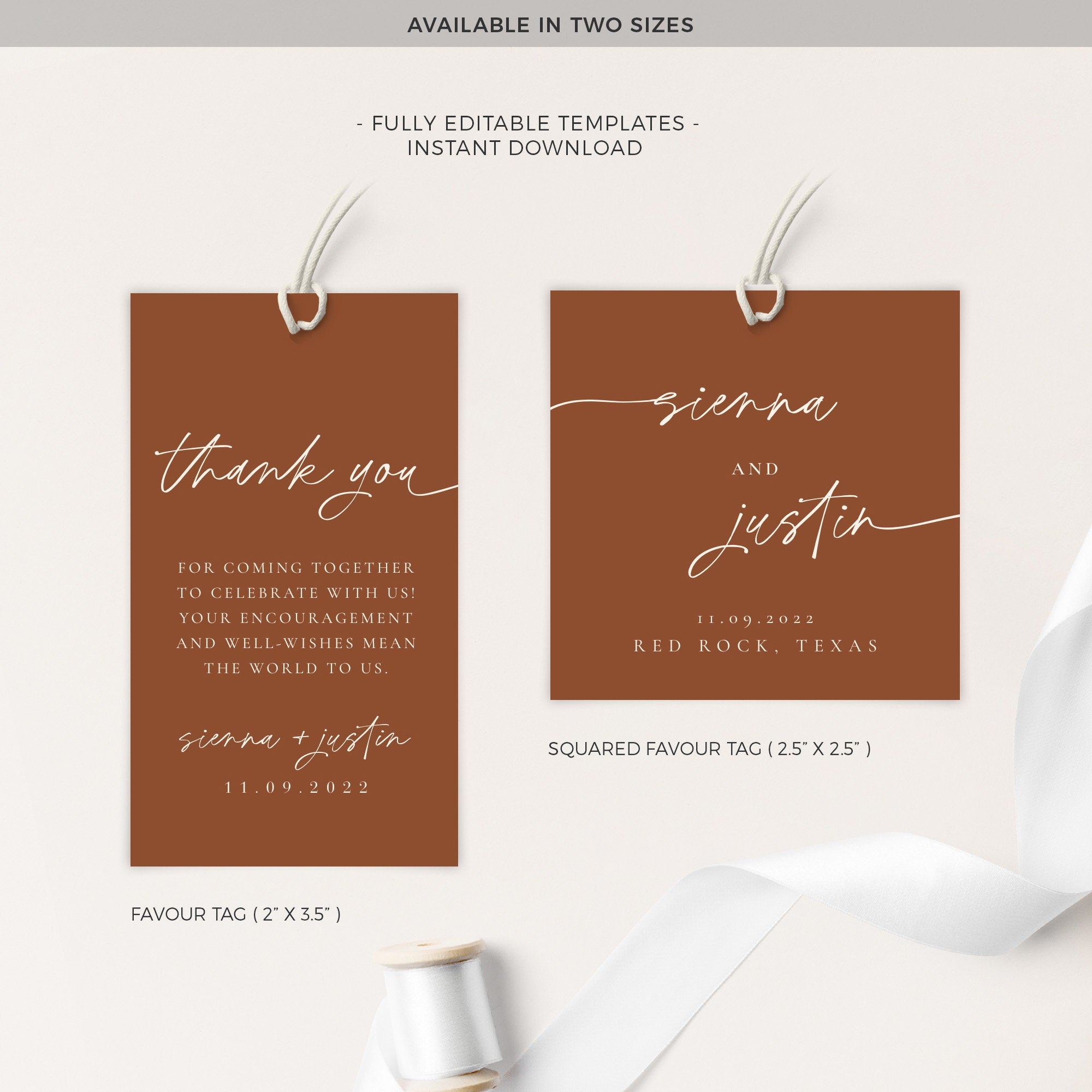 SIENNA Terracotta Thank You Tags Printable