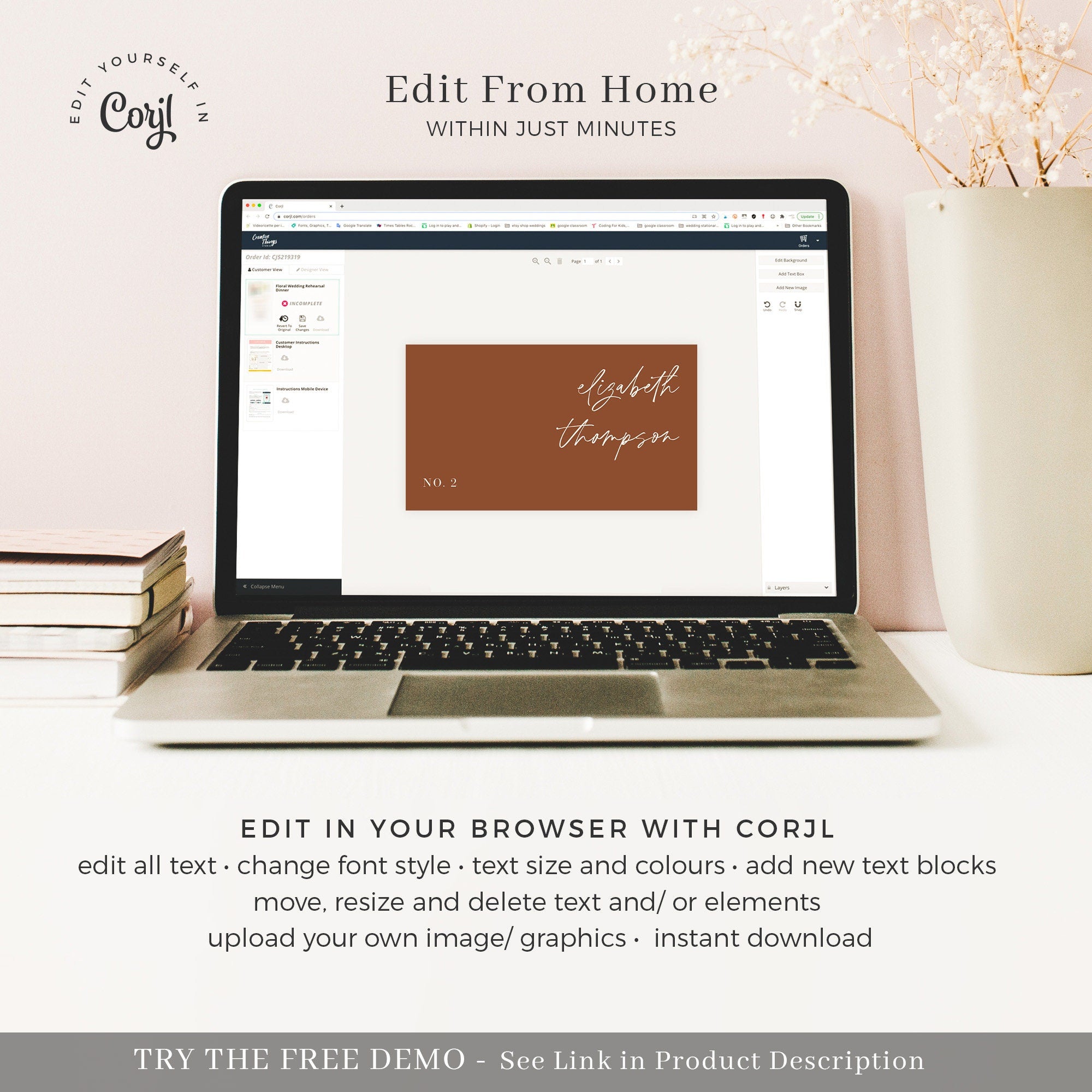 SIENNA Terracotta Place Cards Template