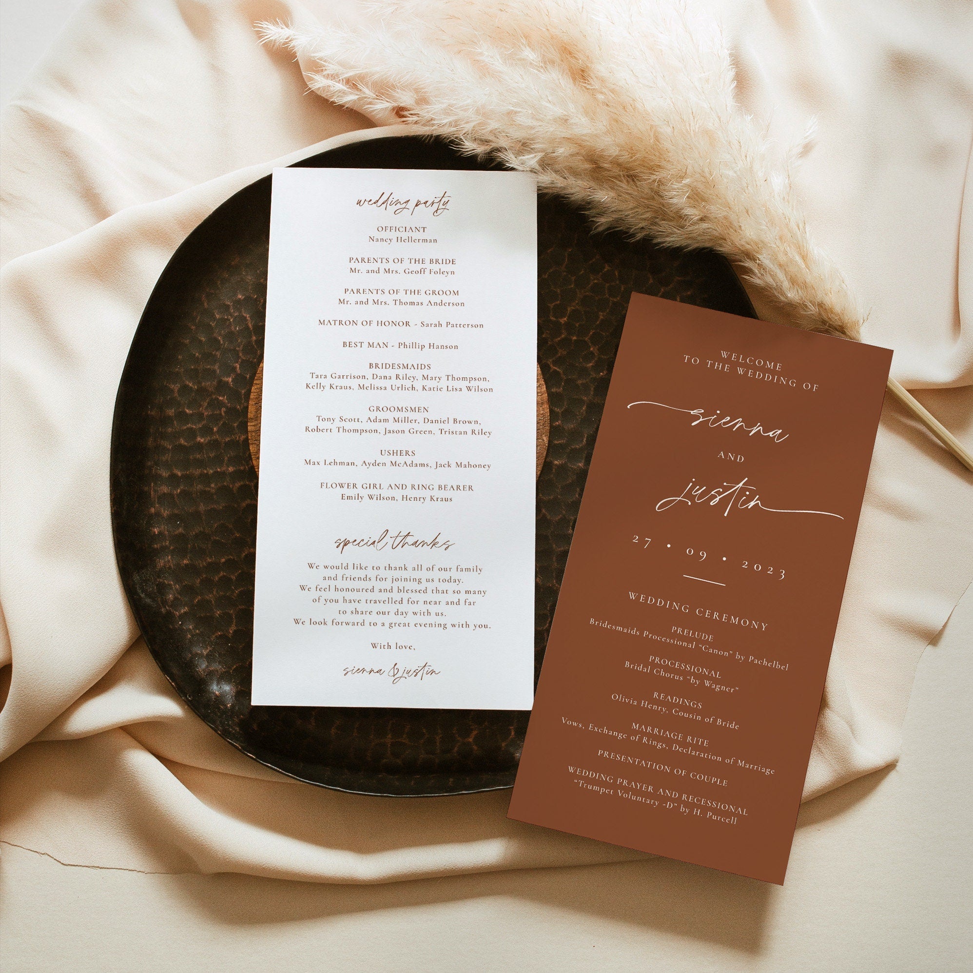 SIENNA Terracotta Wedding Program Template