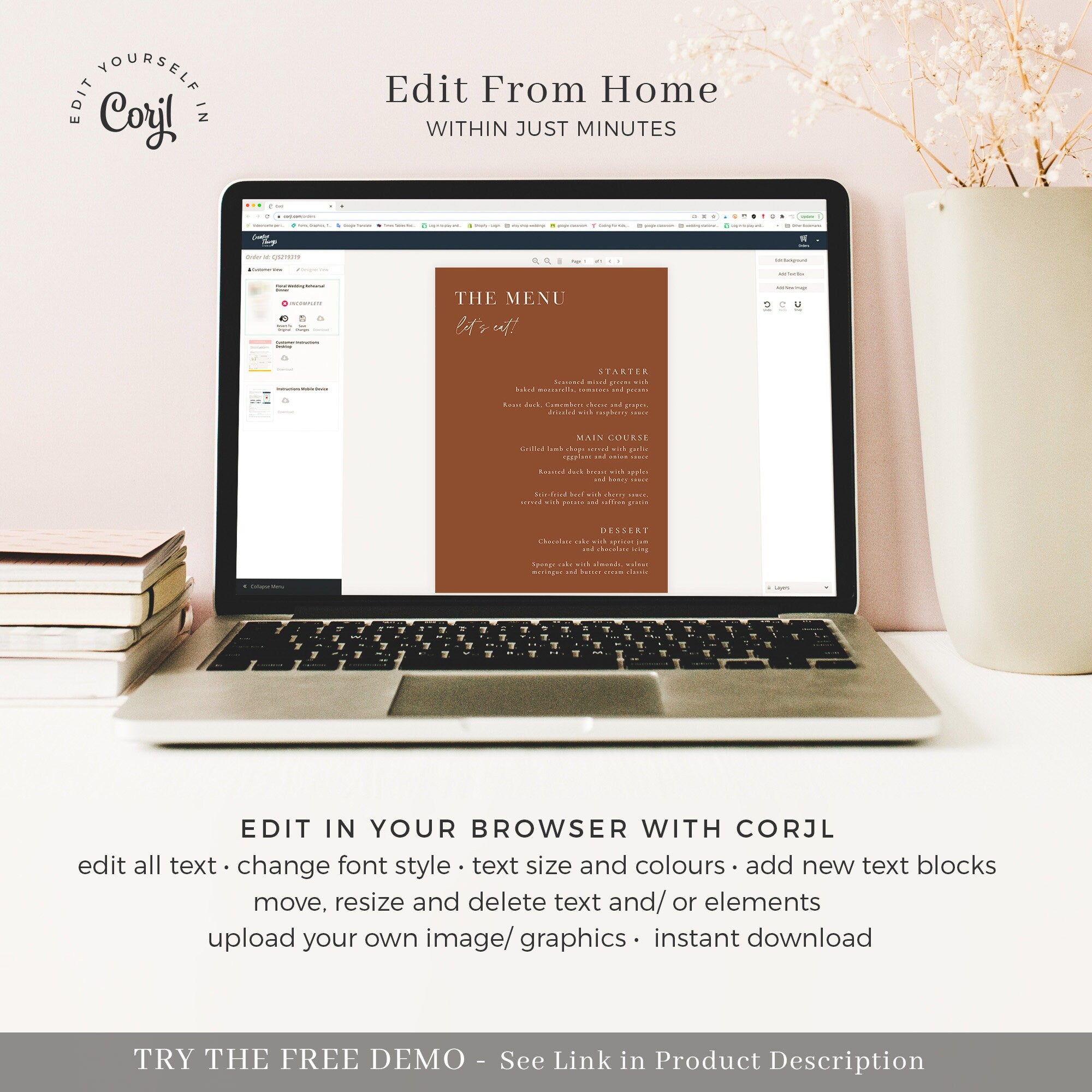 SIENNA Terracotta Wedding Menu Template