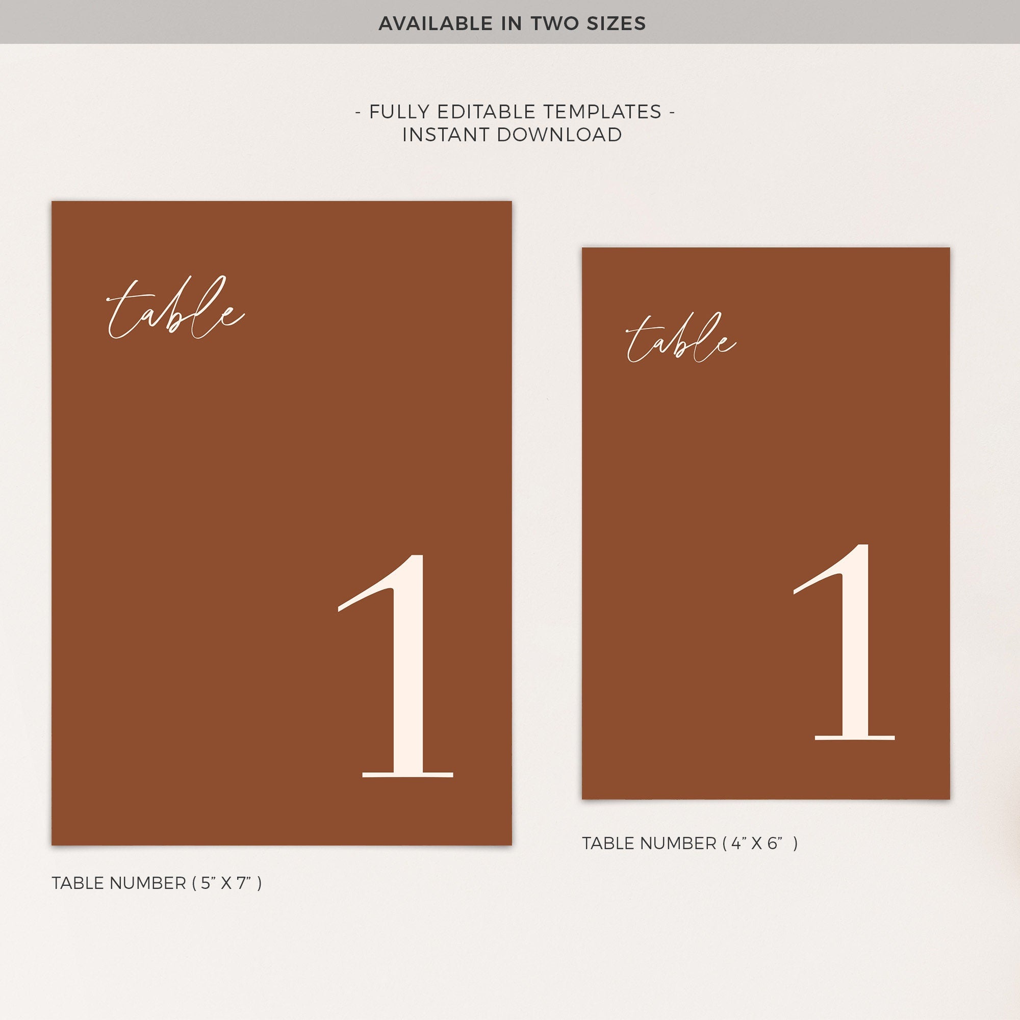 SIENNA Terracotta Table Numbers Wedding Printable