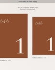 SIENNA Terracotta Table Numbers Wedding Printable