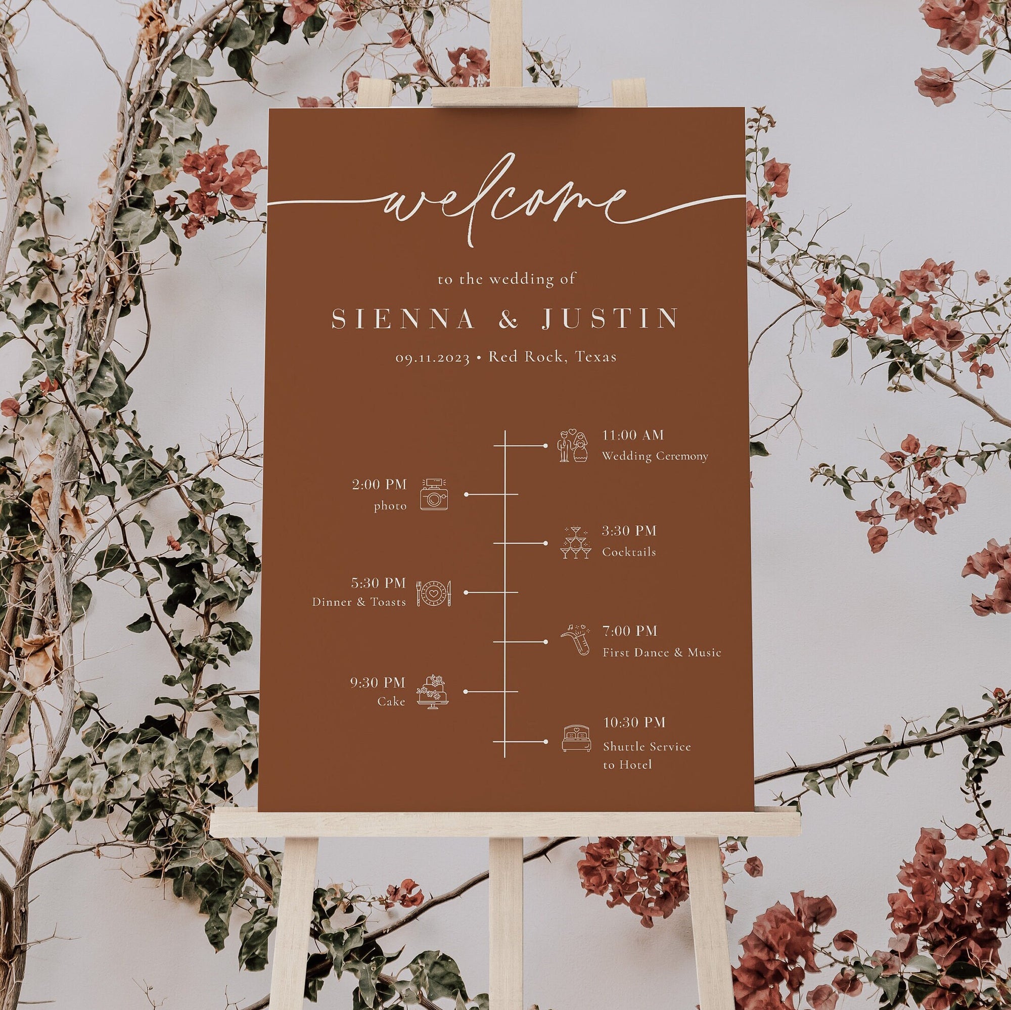 SIENNA Wedding Order of Events Sign Template
