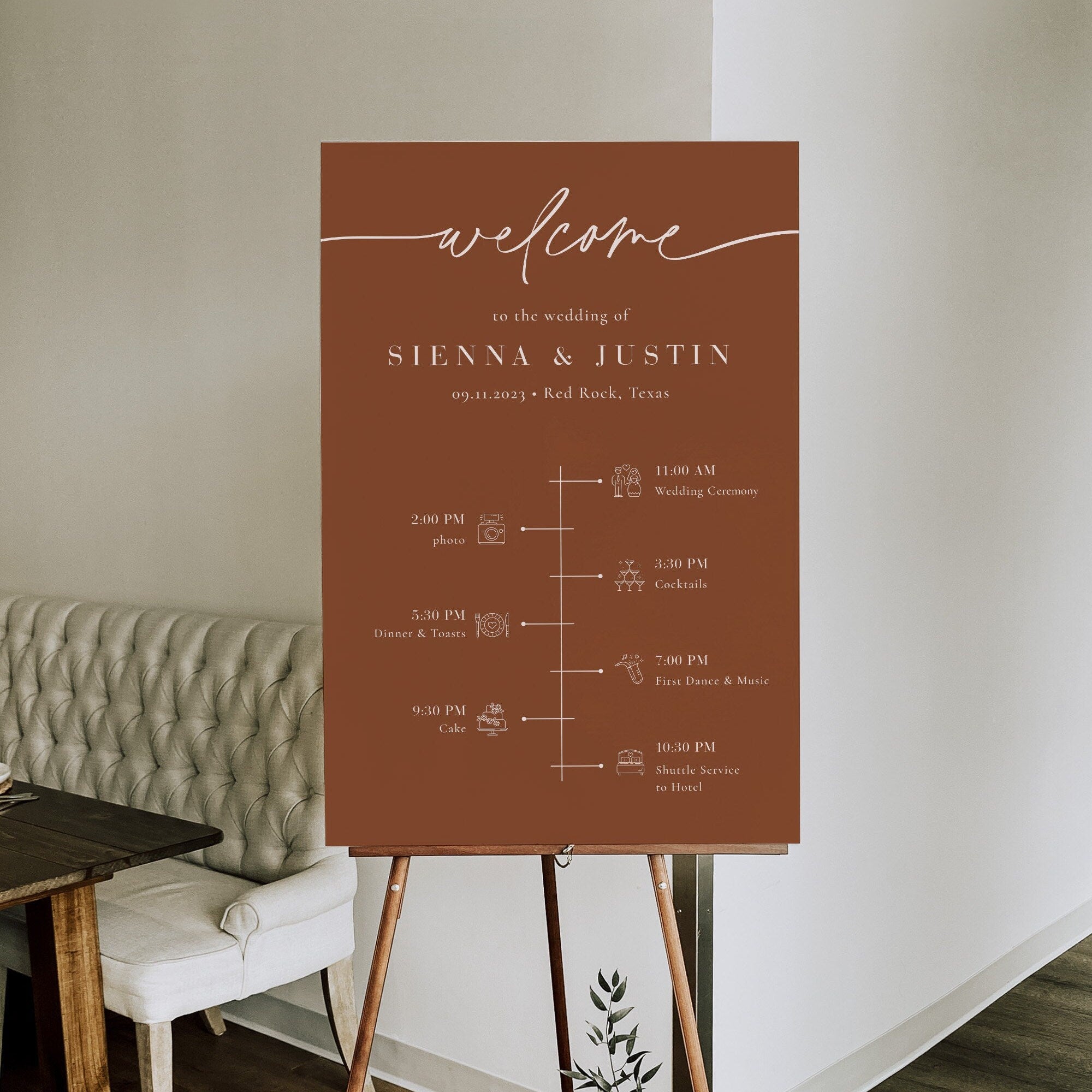 SIENNA Wedding Order of Events Sign Template