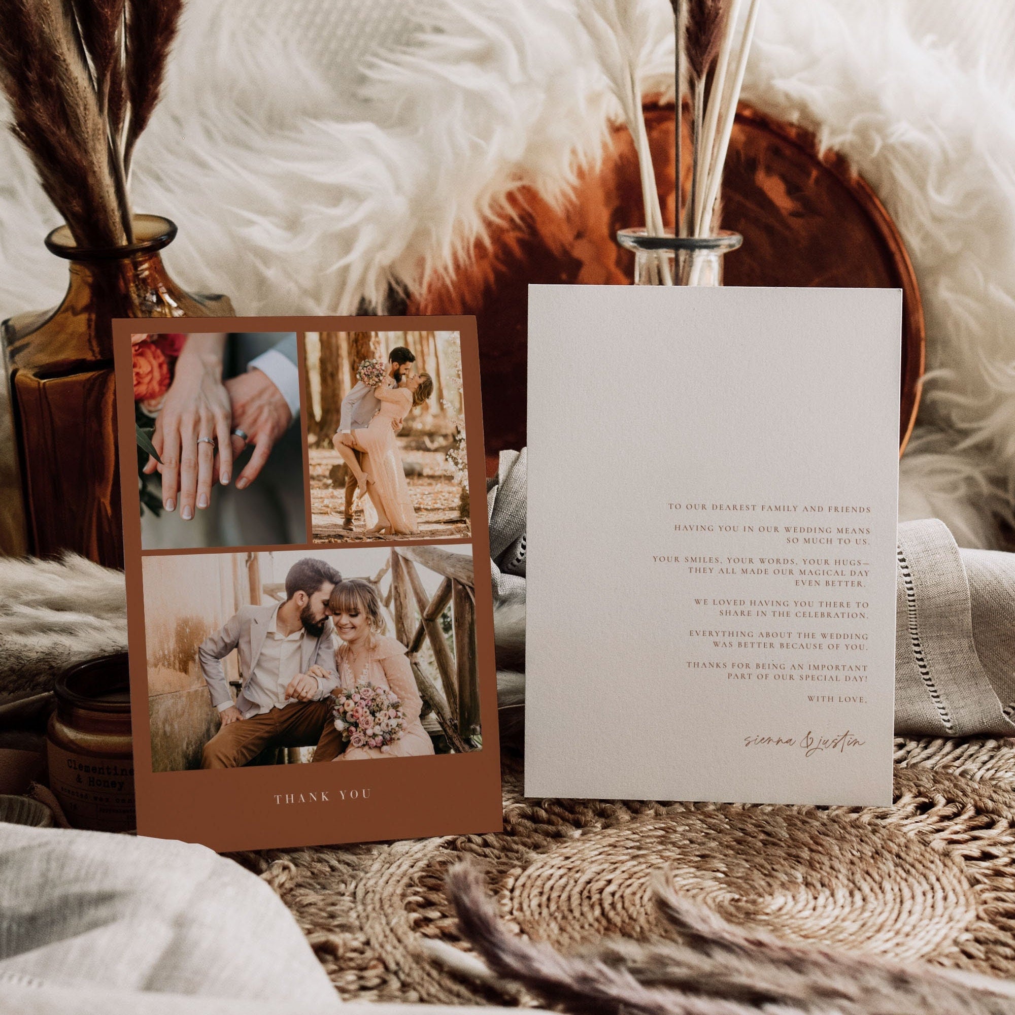 SIENNA Terracotta Wedding Thank You Cards with Photo