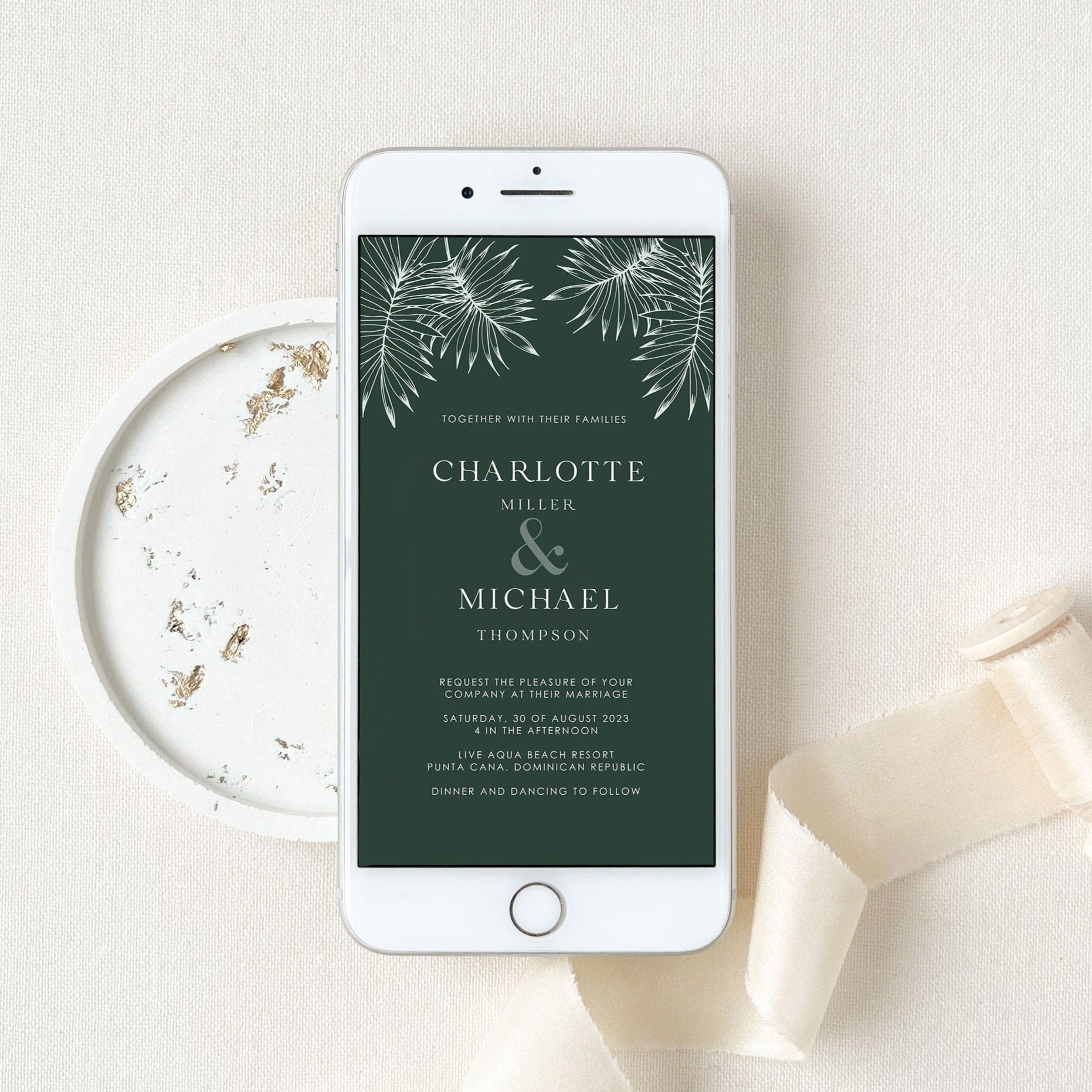 Monstera Wedding Invitation Electronic Card