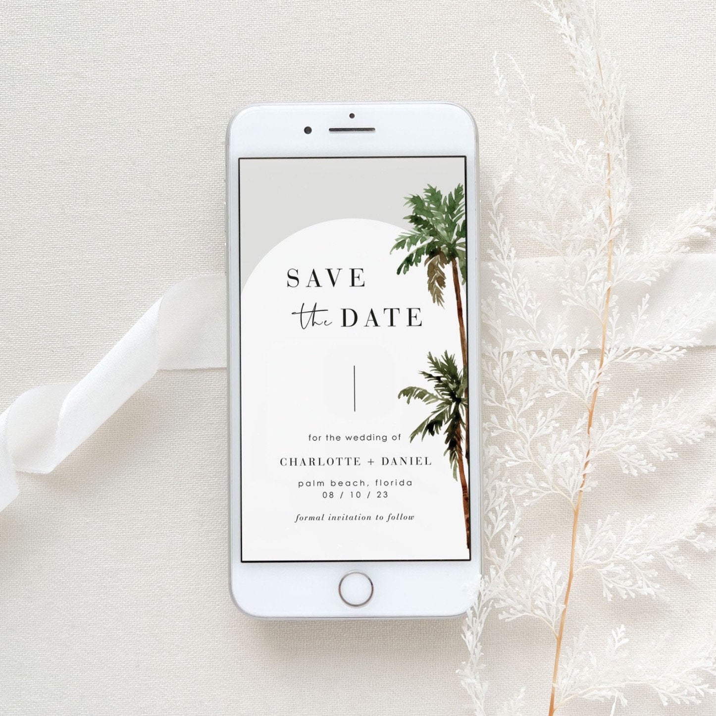 KONA Palm Tree Save the Date Digital