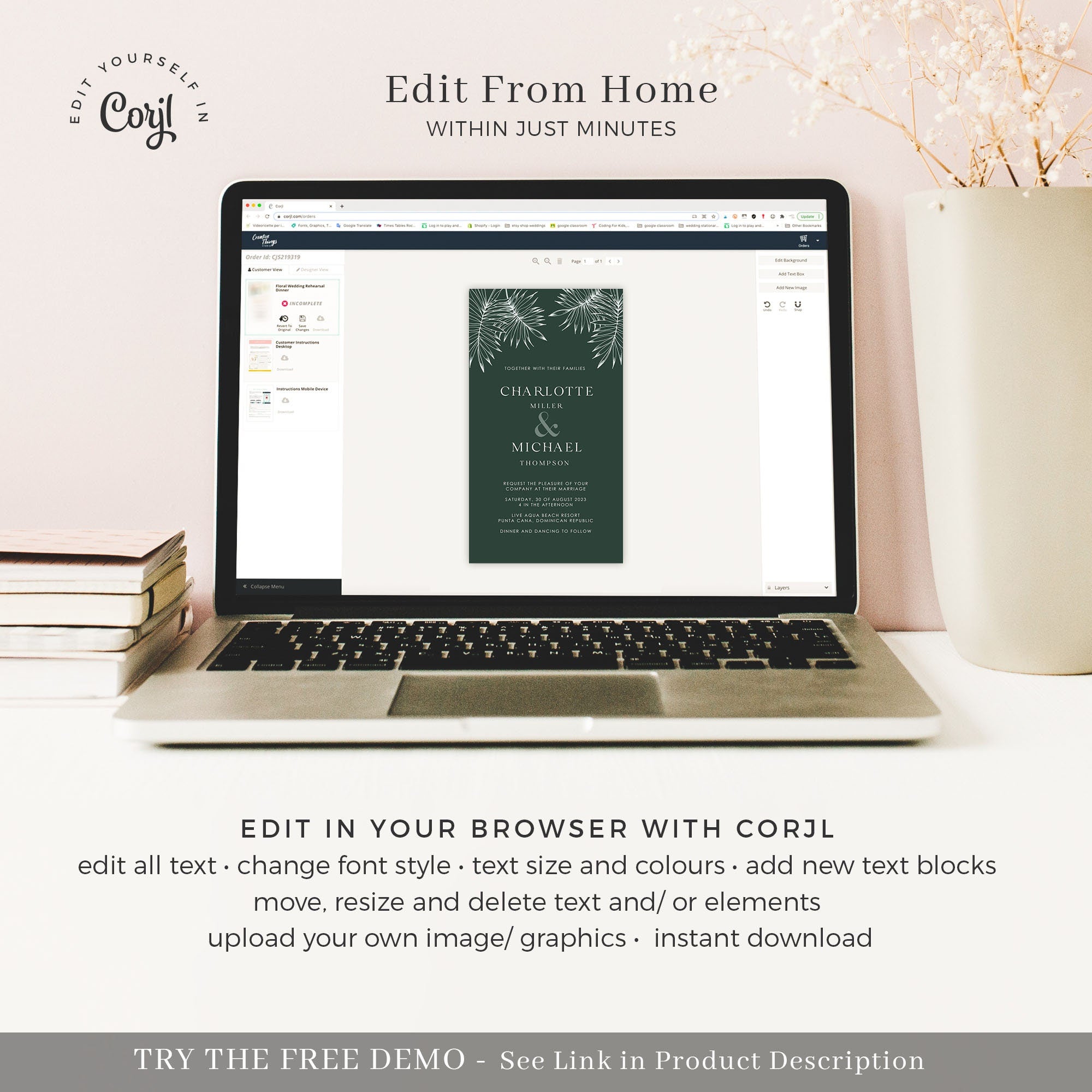 Monstera Wedding Invitation Electronic Card