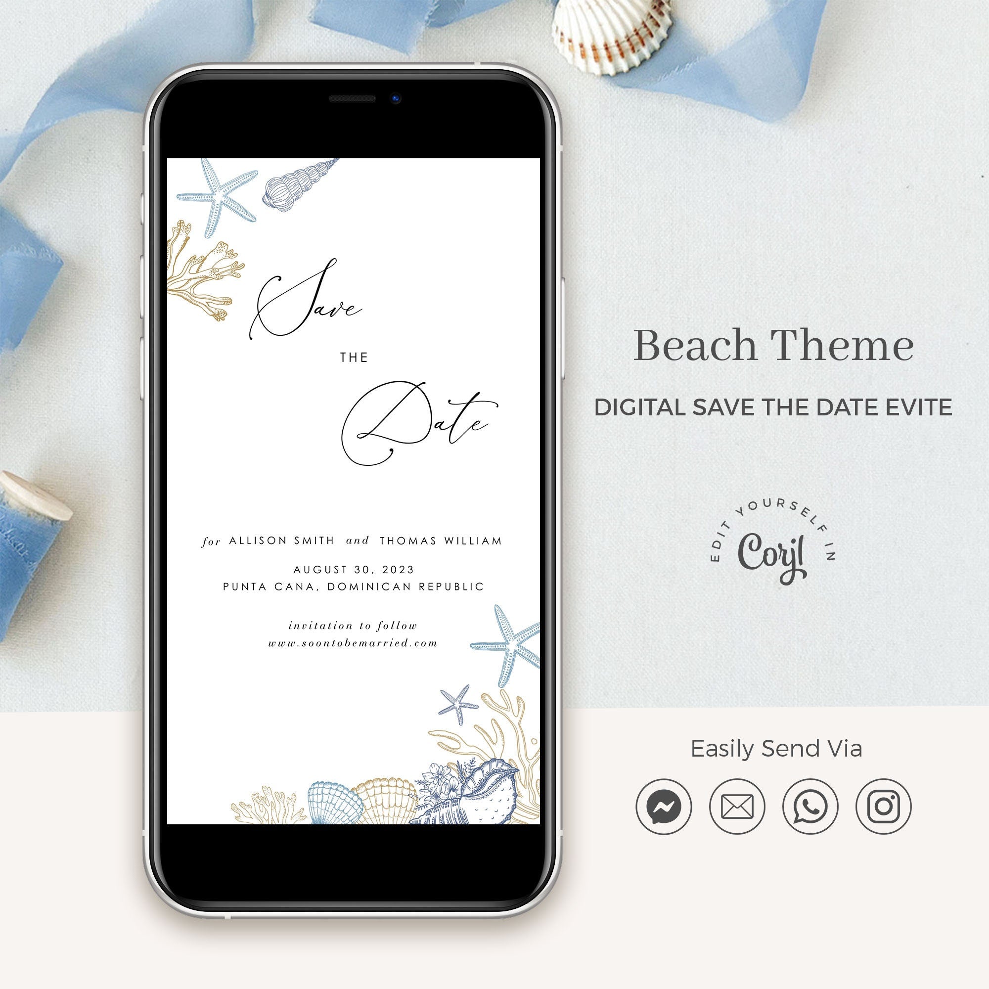 HILA Beach Save the Date Cards Digital Card