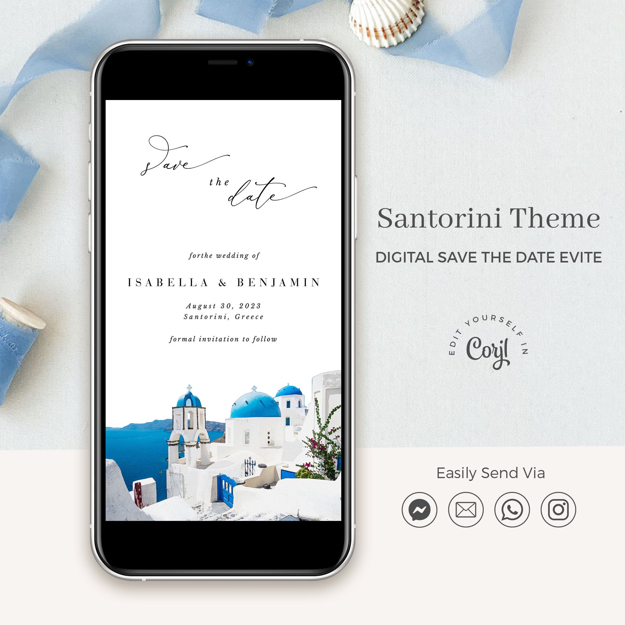 SANTORINI Save the Date Electronic Card