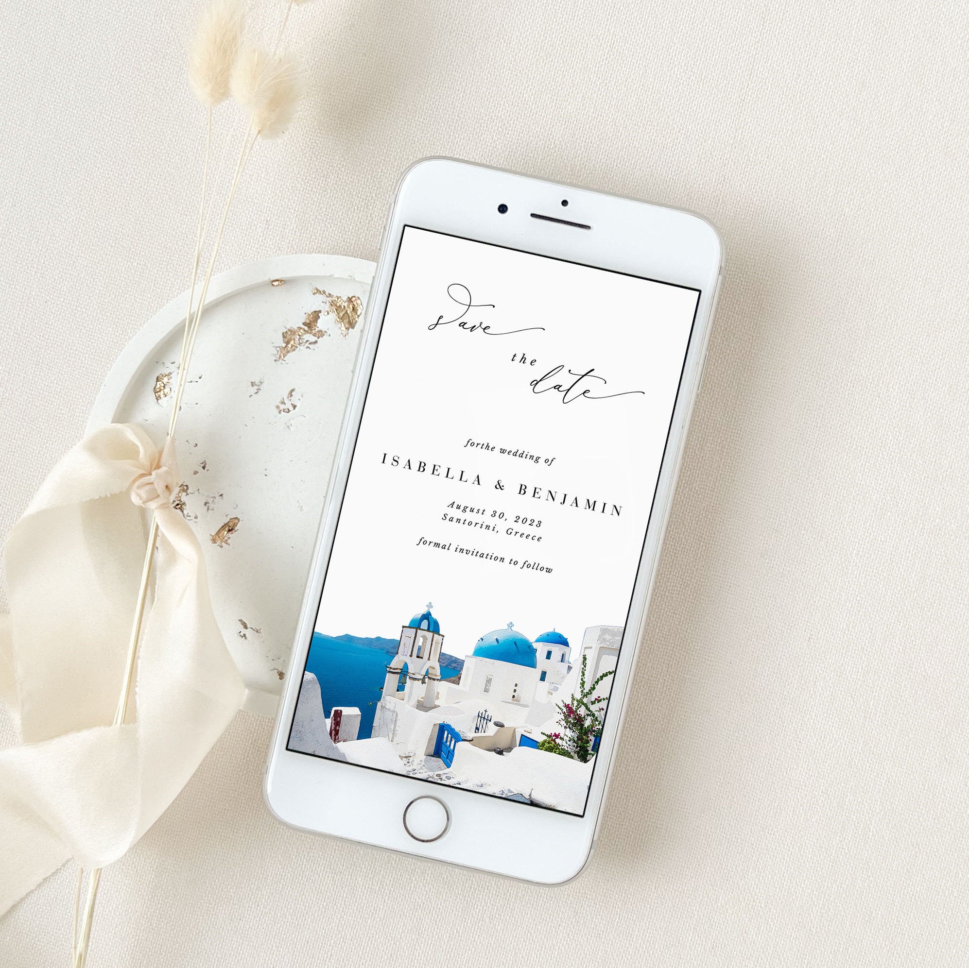 SANTORINI Save the Date Electronic Card